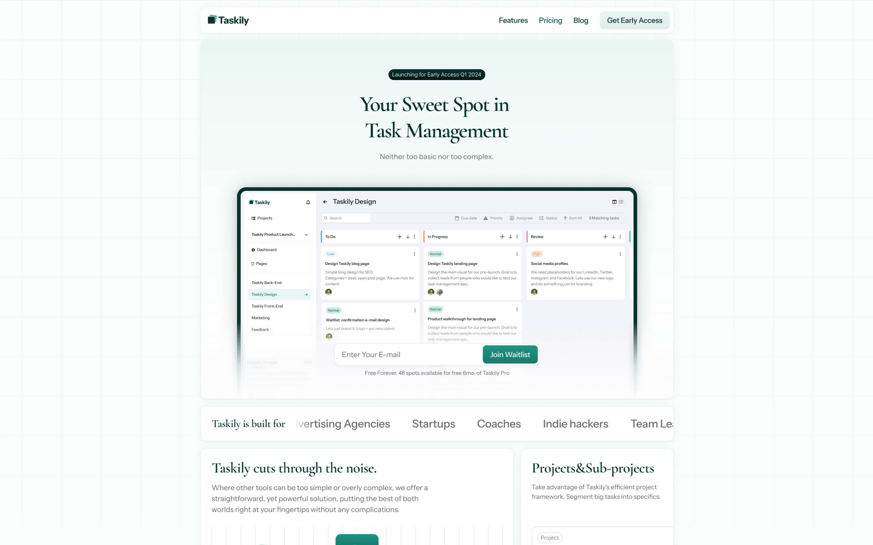 Taskily brand identity&landing page design + SaaS dashboard concept by Tanel S