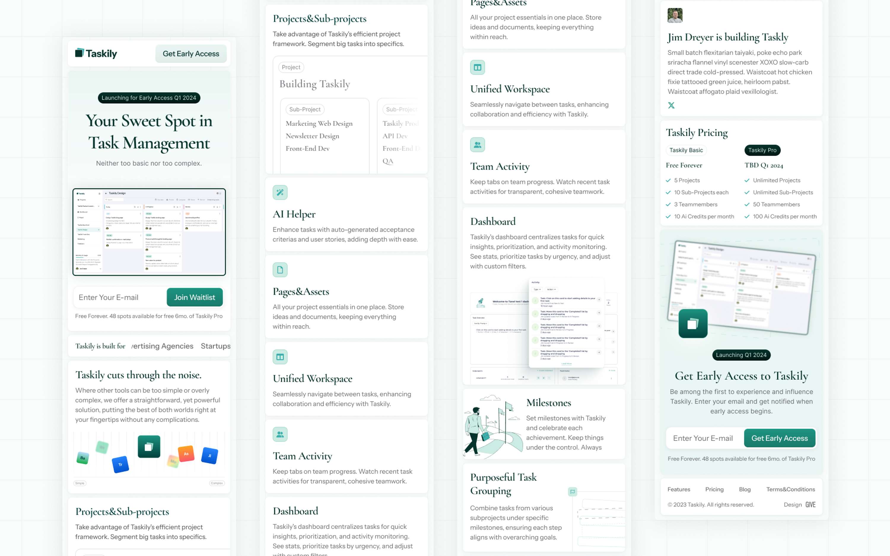 Taskily brand identity&landing page design + SaaS dashboard concept by Tanel S