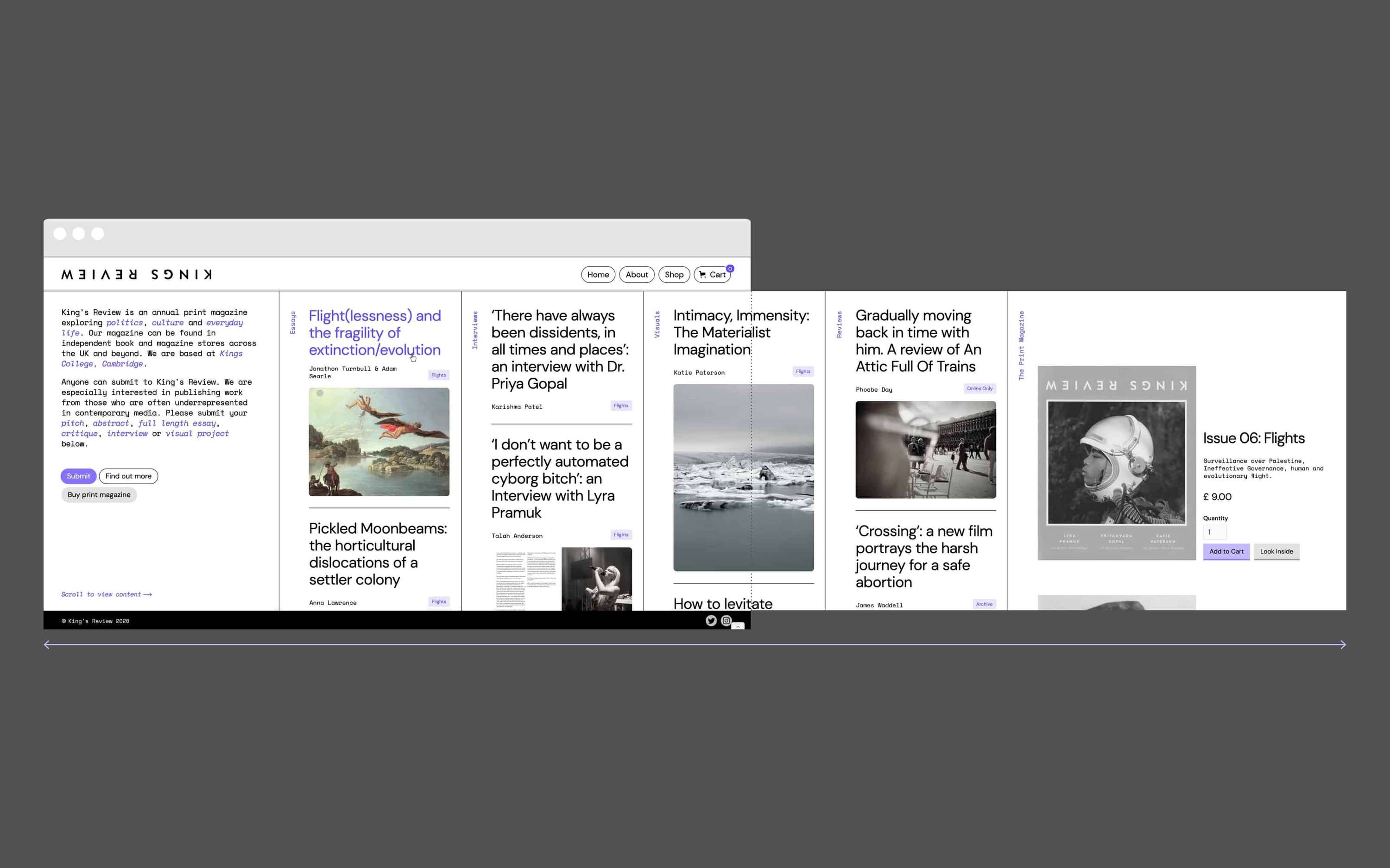 King's Review, Website Redesign by Laura Williams