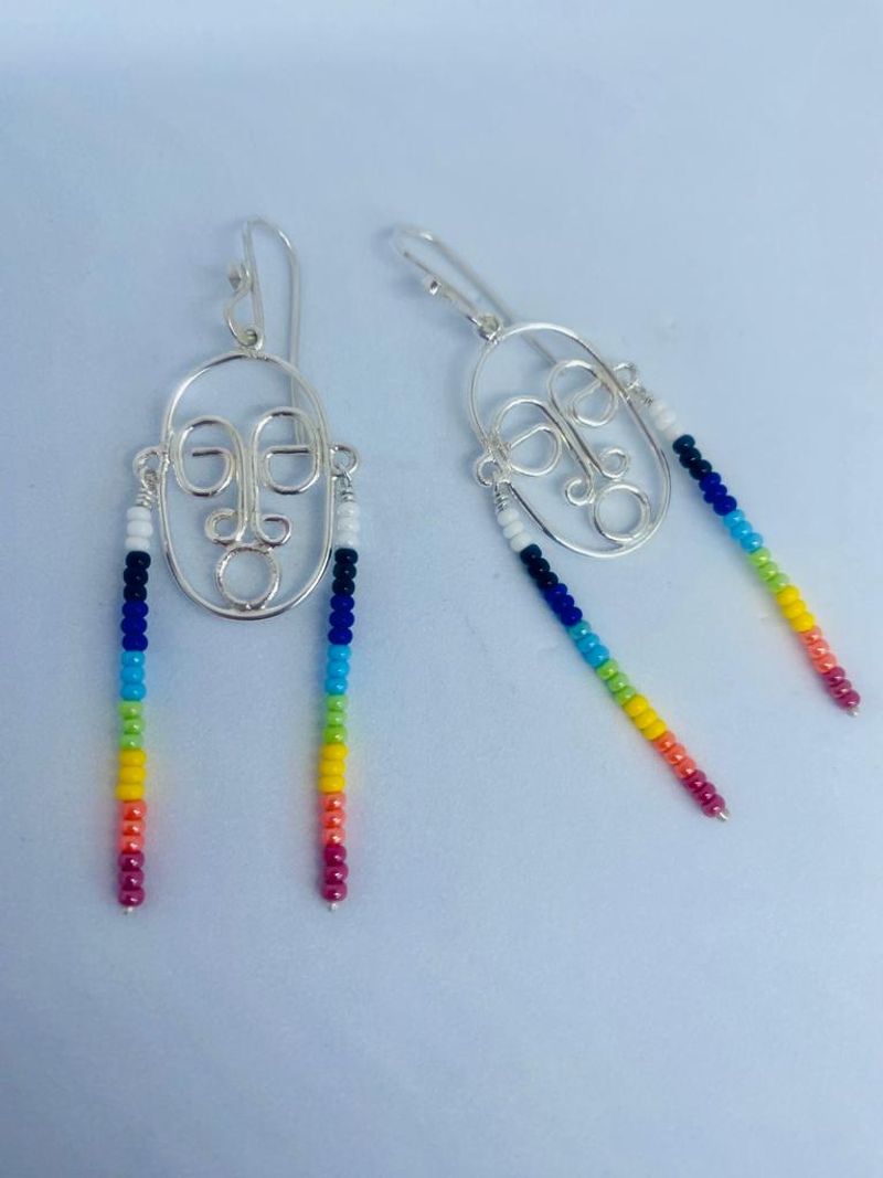 Silver and glass beads by Lu Rodney Myeza