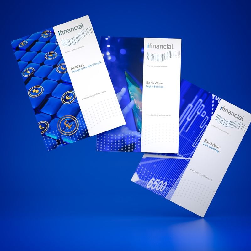 iFinancial Banking Software International product brochures design by Lech Orlowski