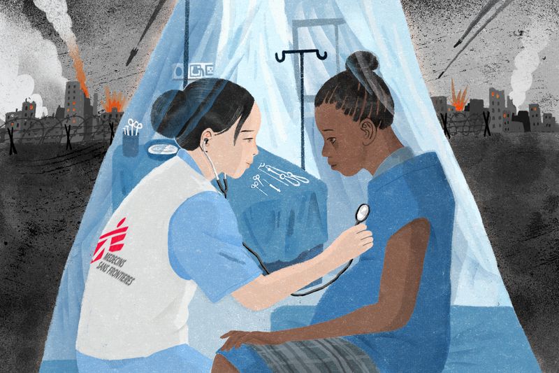 Editorial Illustration for BAZAARMEN x MSF by Yanjun Chen