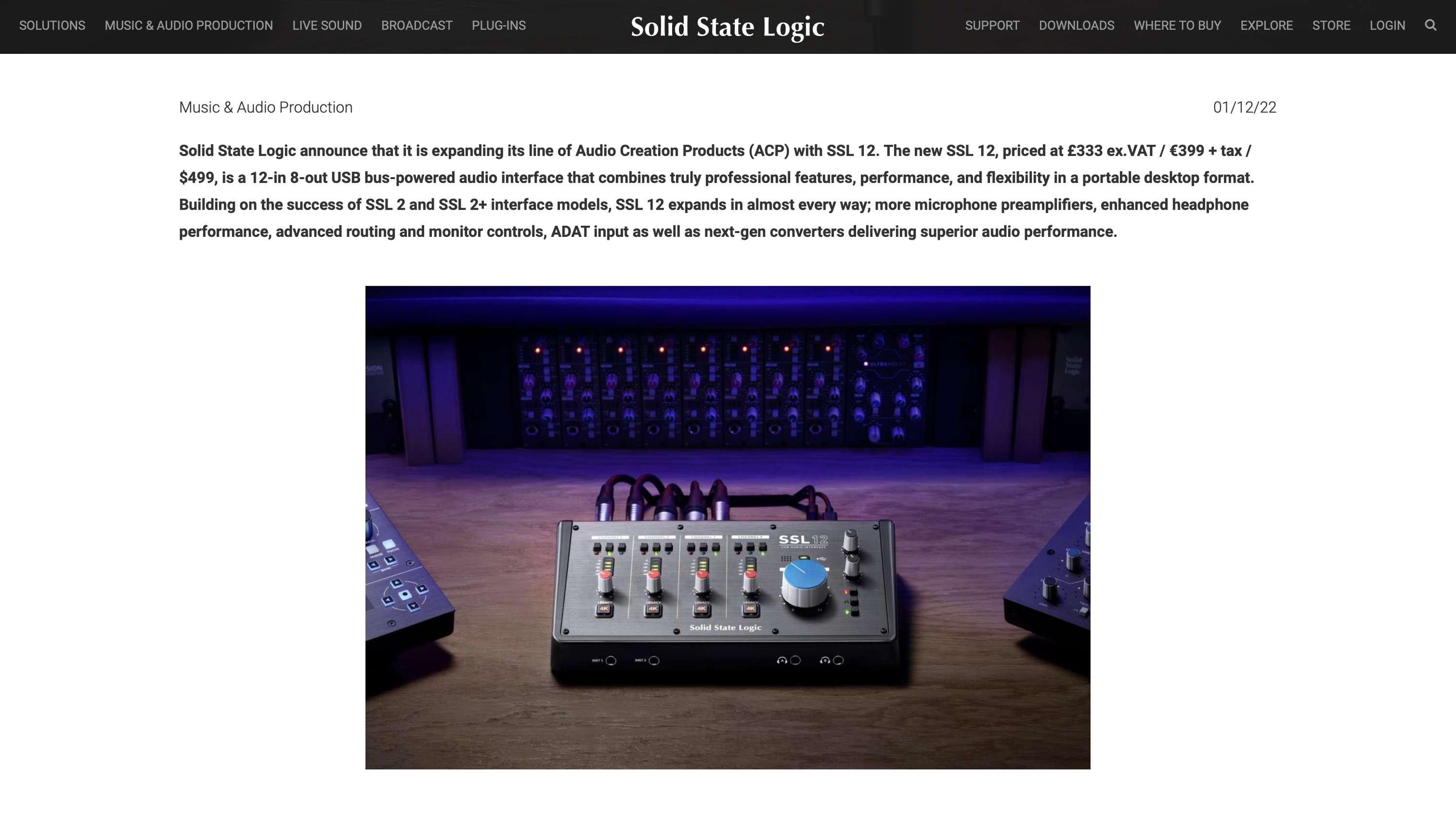 Solid State Logic Introduce SSL 12: A New Class of Audio Interface by Liza Al-Zir