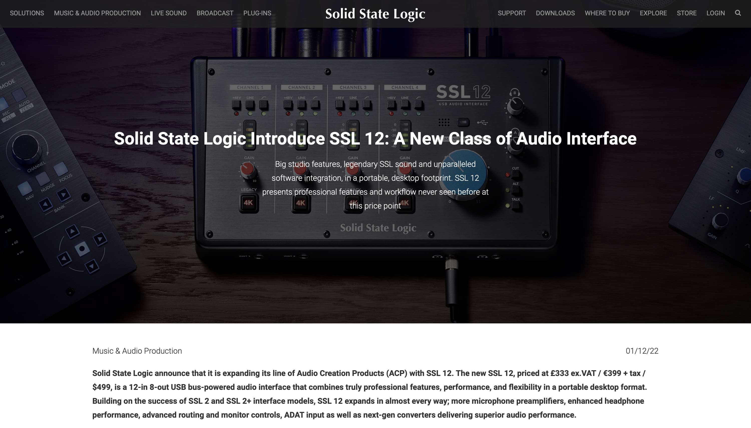 Solid State Logic Introduce SSL 12: A New Class of Audio Interface by Liza Al-Zir