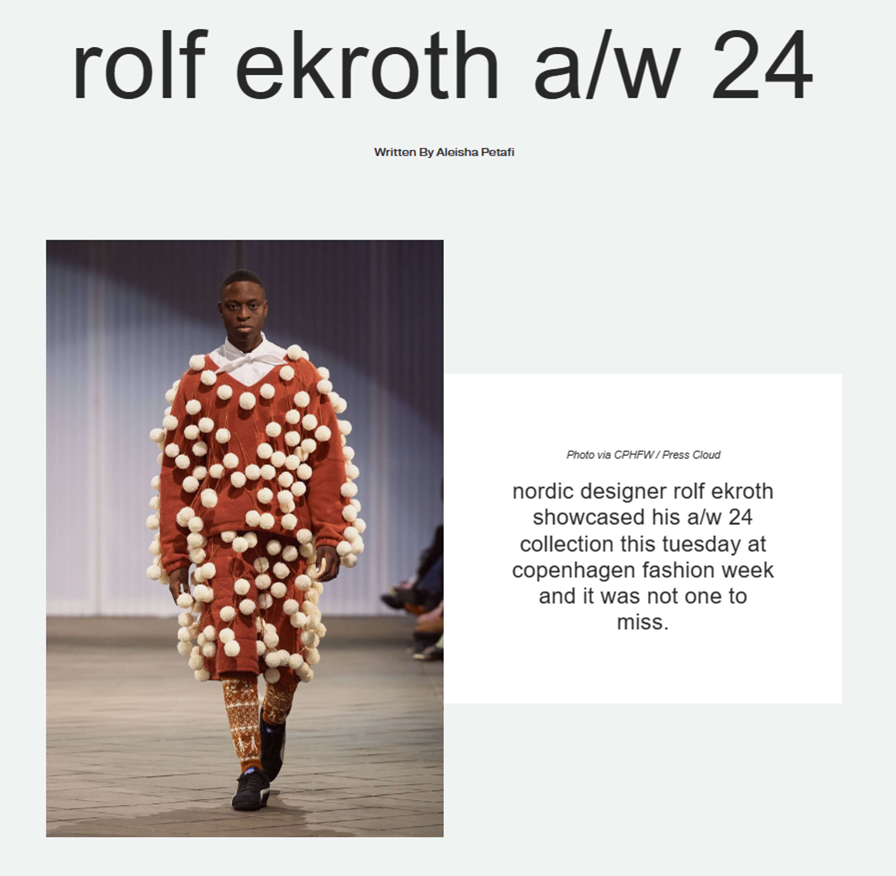ROLF EKROTH A/W24 by Aleisha Petafi