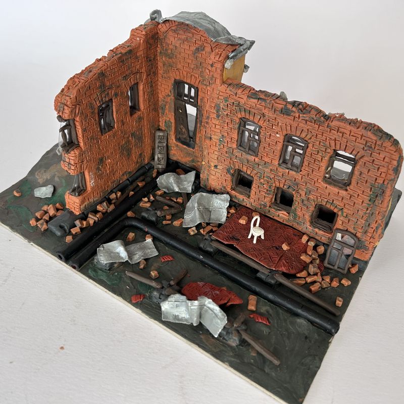 Ruins, plasticine, cardboard, 25x17,5x12 cm by Alexey Mikulin