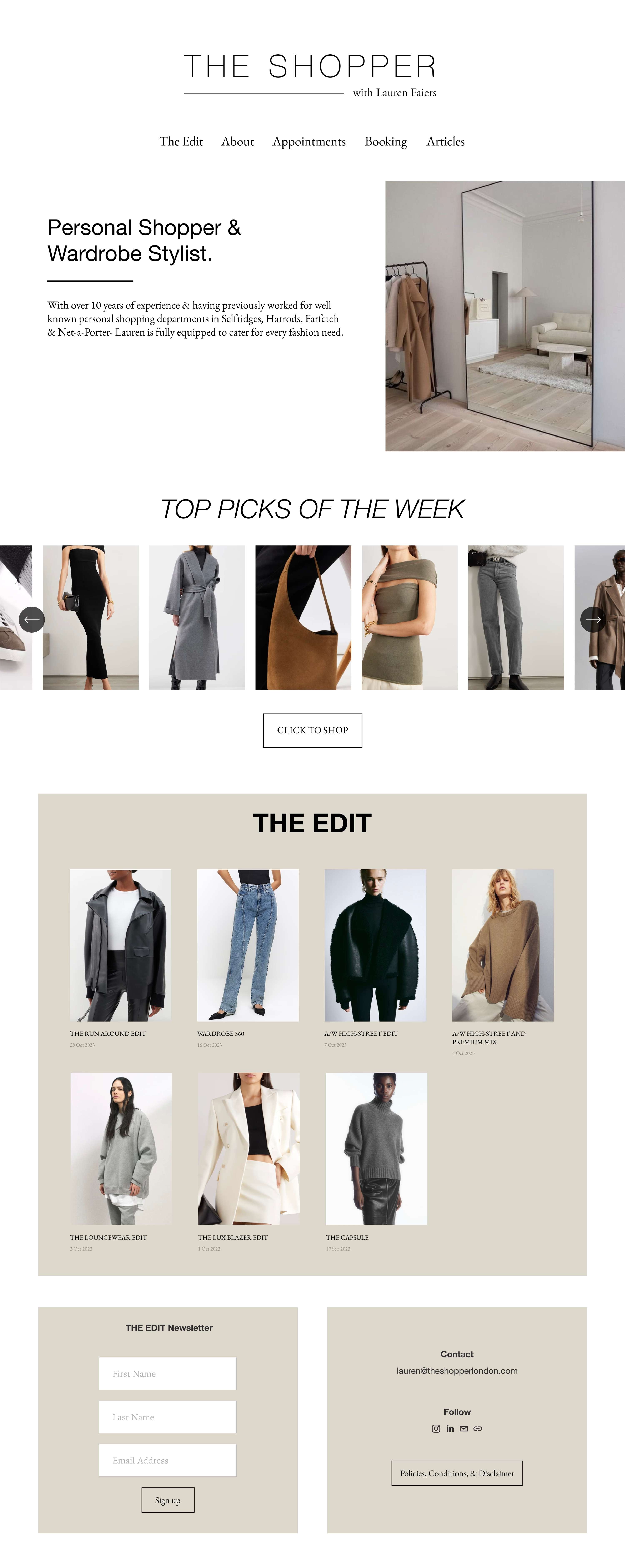 Website Re-Design - The Shopper by Jemima Davis