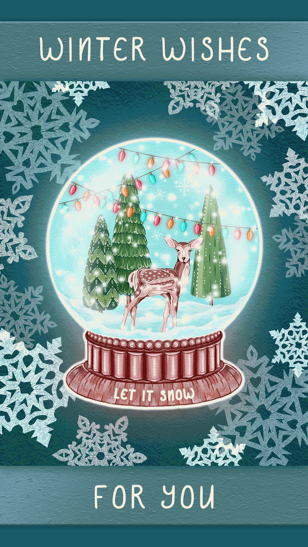 'Let It Snow', snow globe illustration and animation by Clare Warner
