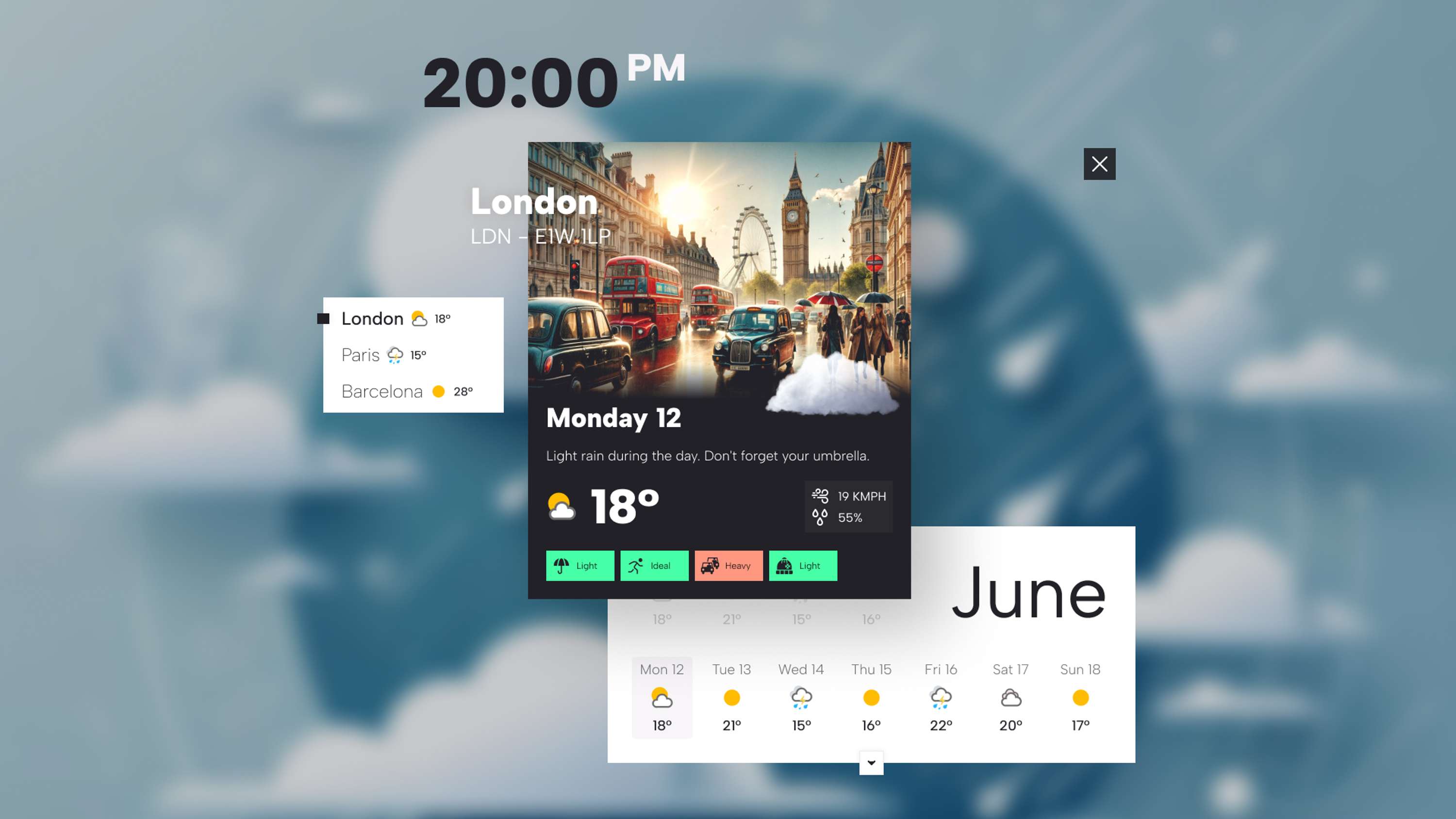 2D & 3D Weather & City app - Calendar prototype made in Spline and Figma by Enea Papa