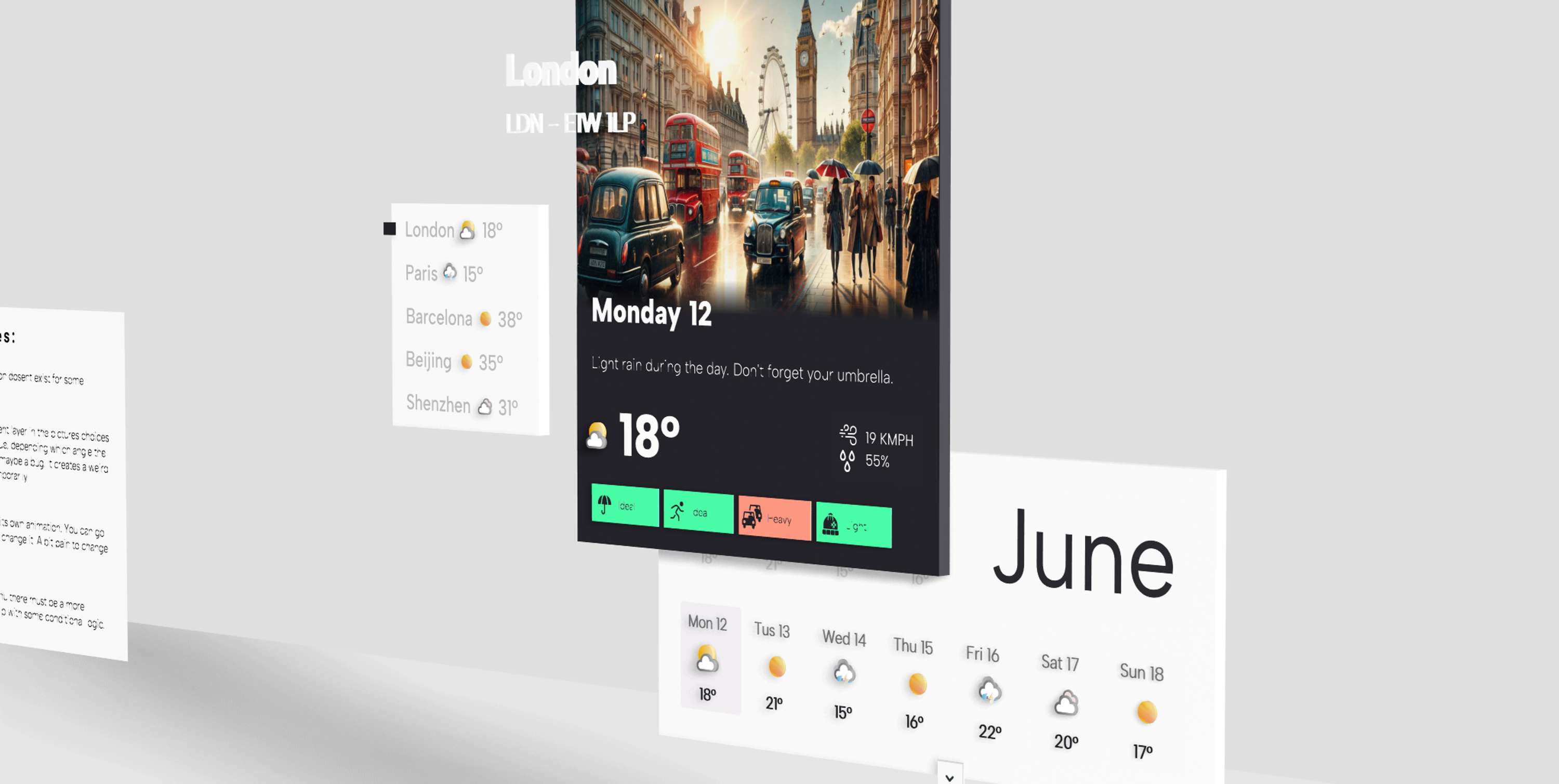 2D & 3D Weather & City app - Calendar prototype made in Spline and Figma by Enea Papa