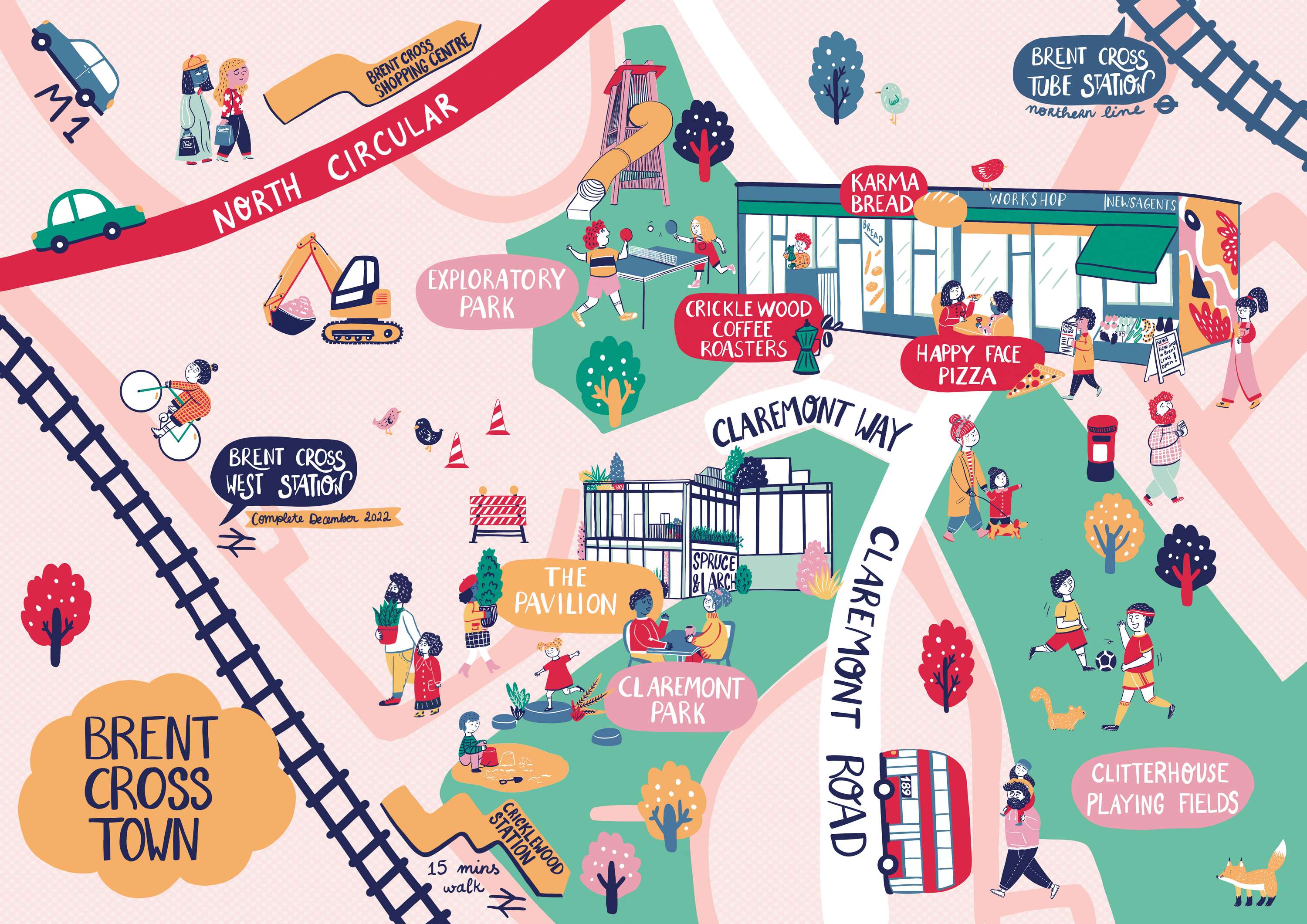 Brent Cross Town Map by Charlotte Martin