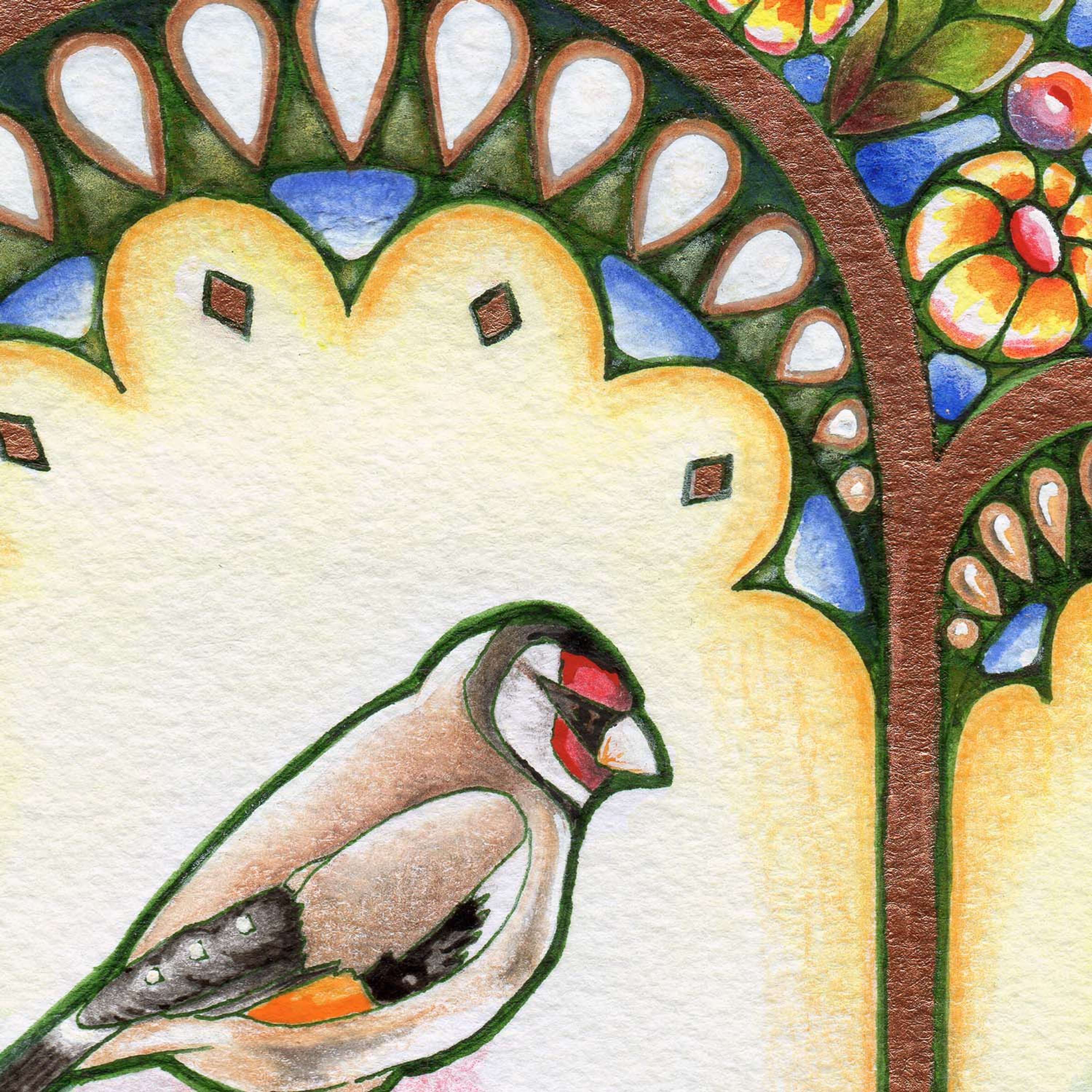 Goldfinch and Pear by Clare Warner