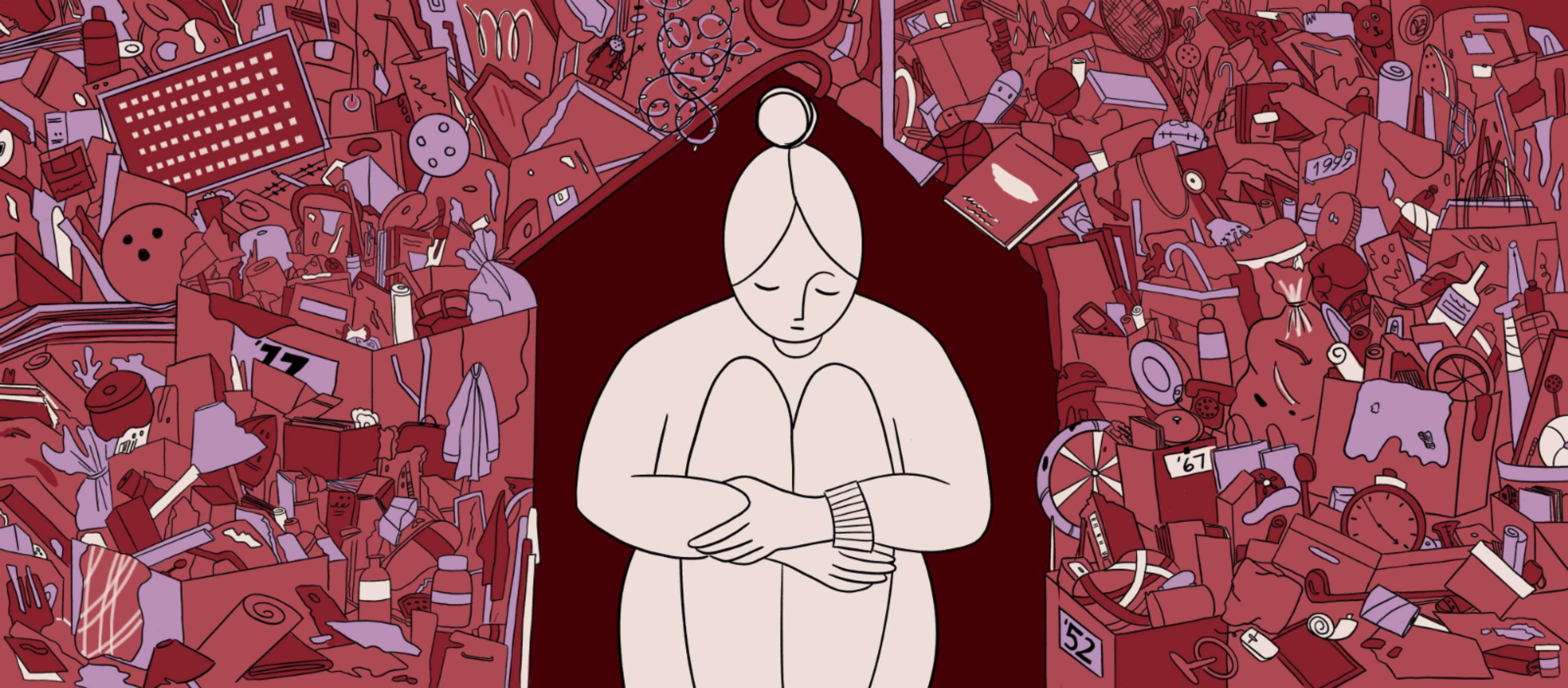 Hoarding - Editorial illustration for Hyphen Online by Dania K