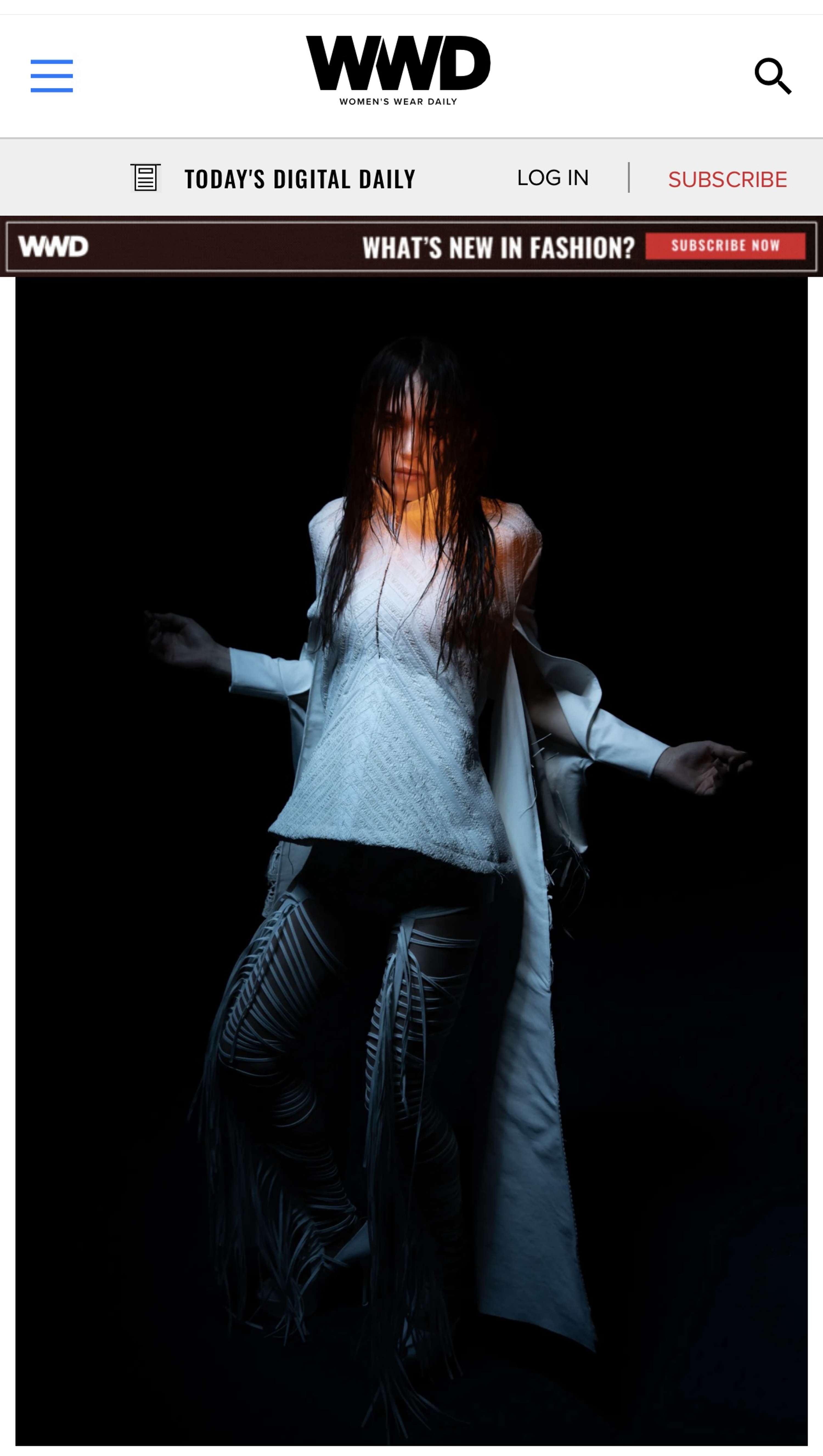 WWD feature for CSM white show lookbook by Star 