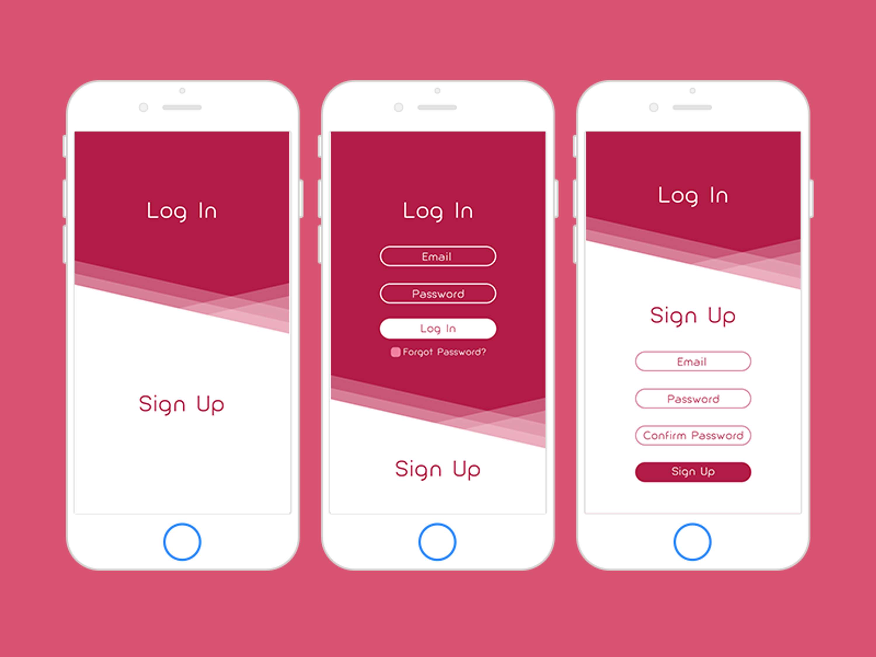 Log in screens by Amalia Costa