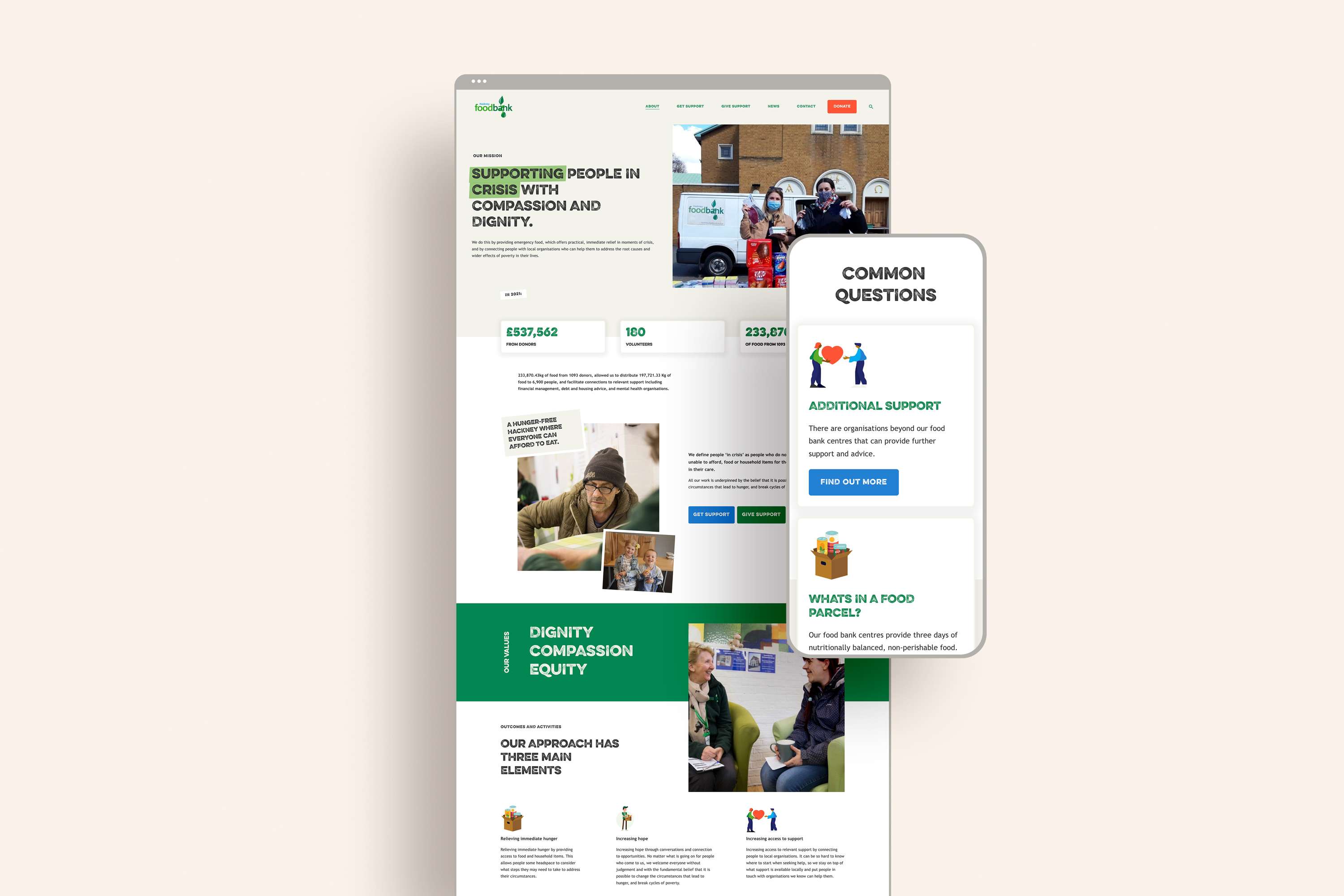 Hackney Food Bank - Squarespace Website Design by Ruby Ellis