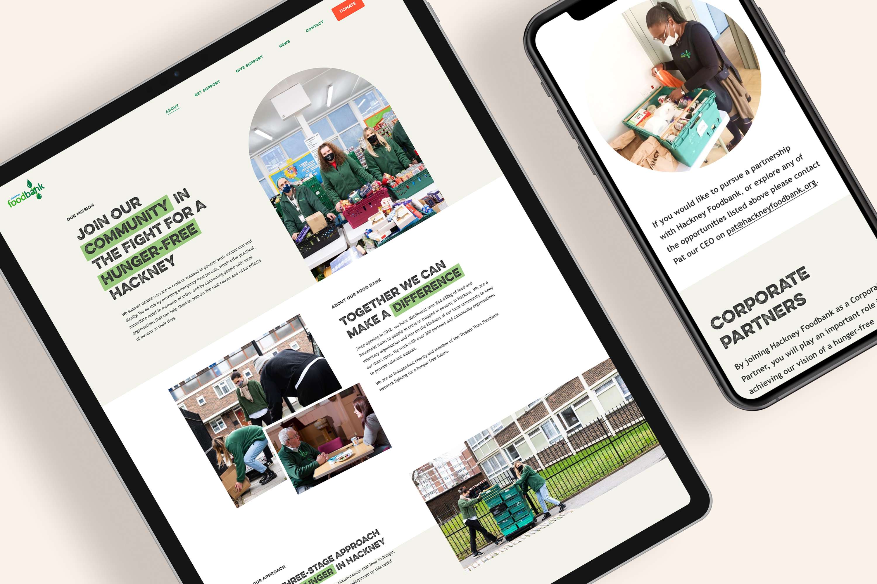 Hackney Food Bank - Squarespace Website Design by Ruby Ellis
