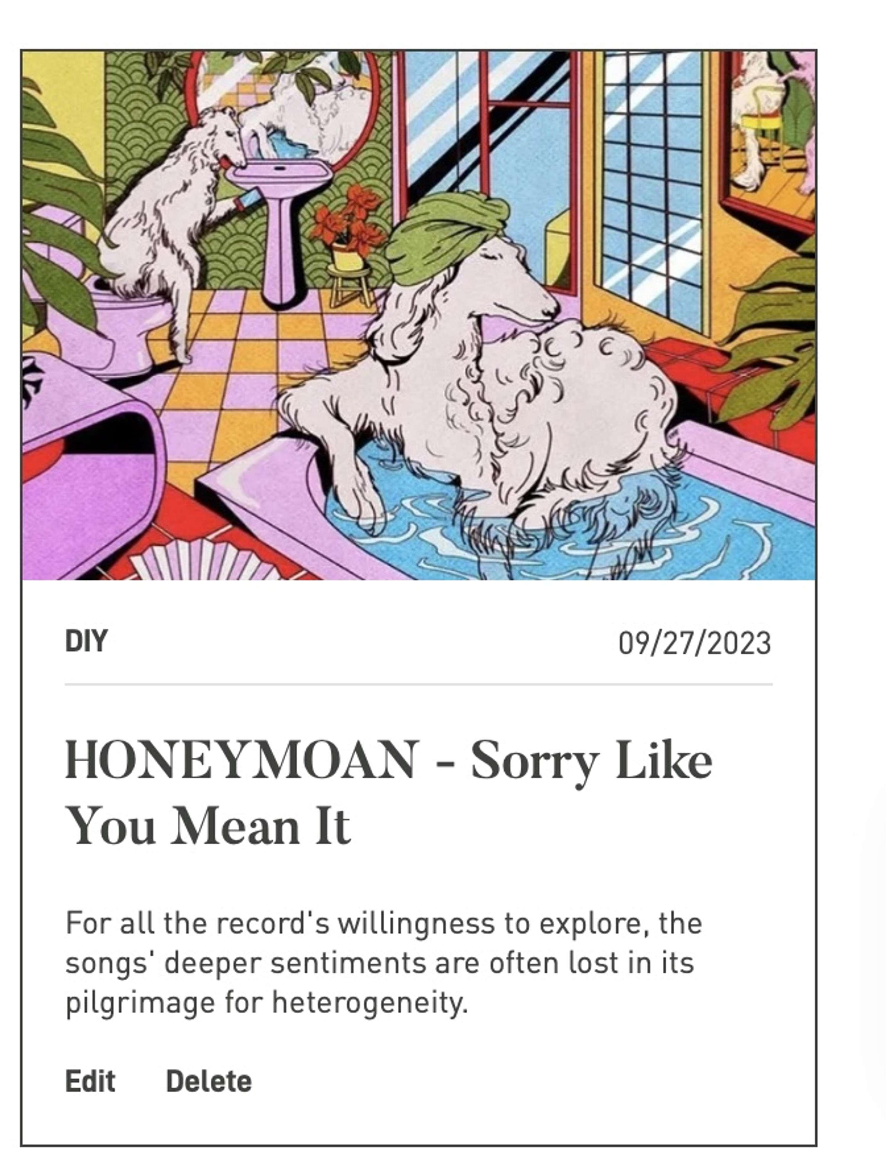 HONEYMOAN - Sorry Like You Mean It by Angelika May