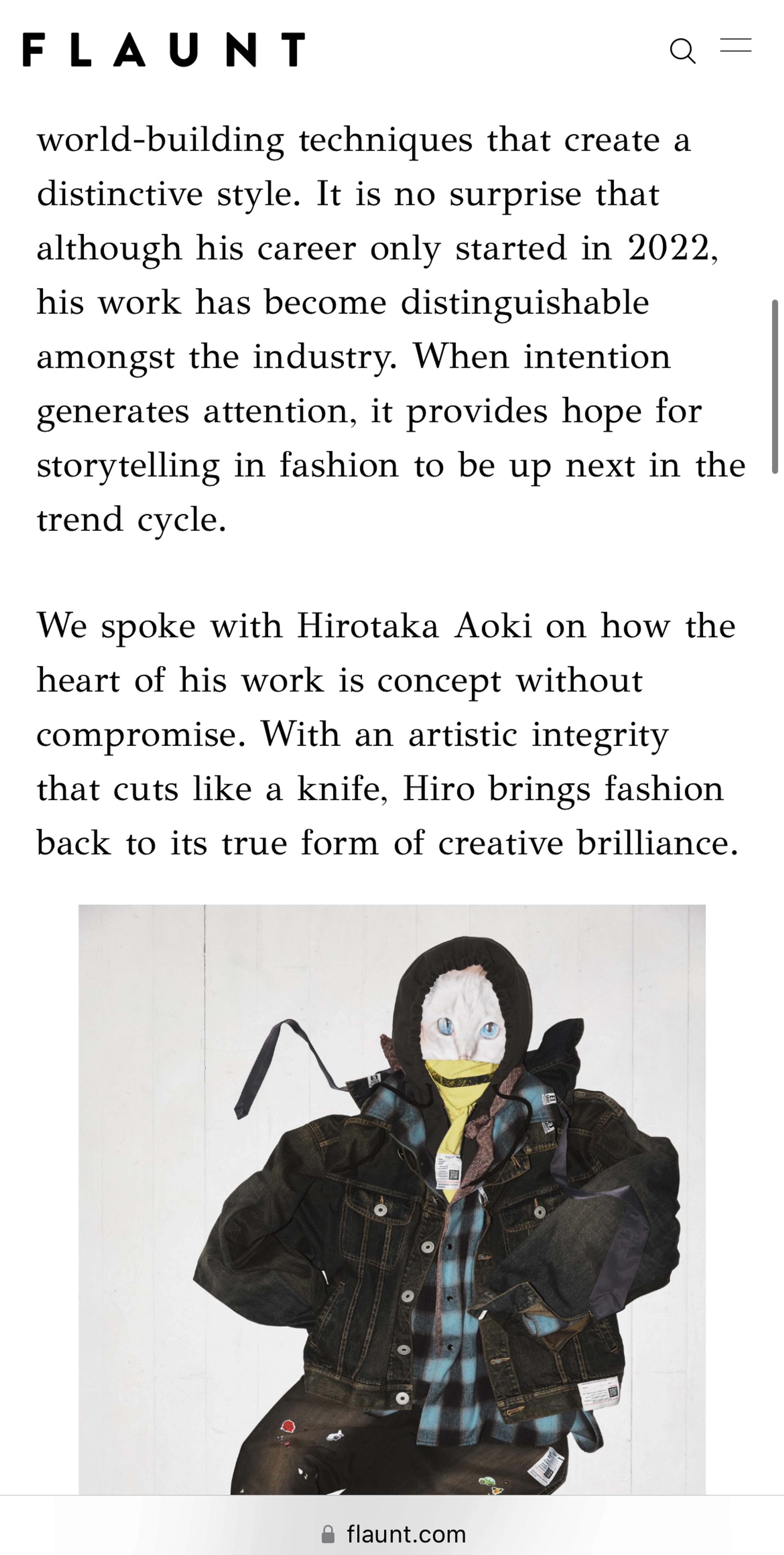 Concept Without Compromise-Featured Interview with Flaunt Magawx by HIROTAKA AOKI