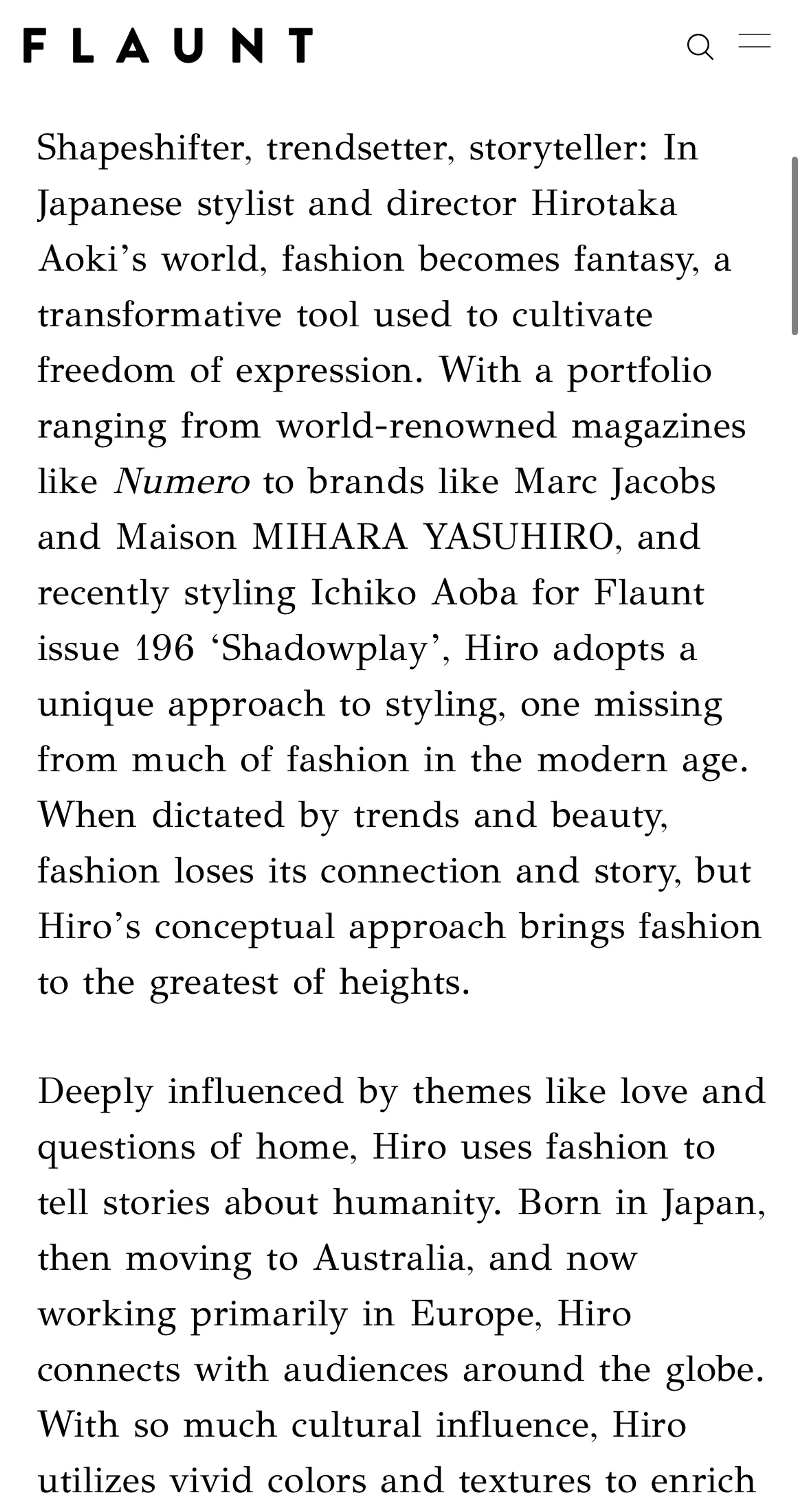 Concept Without Compromise-Featured Interview with Flaunt Magawx by HIROTAKA AOKI