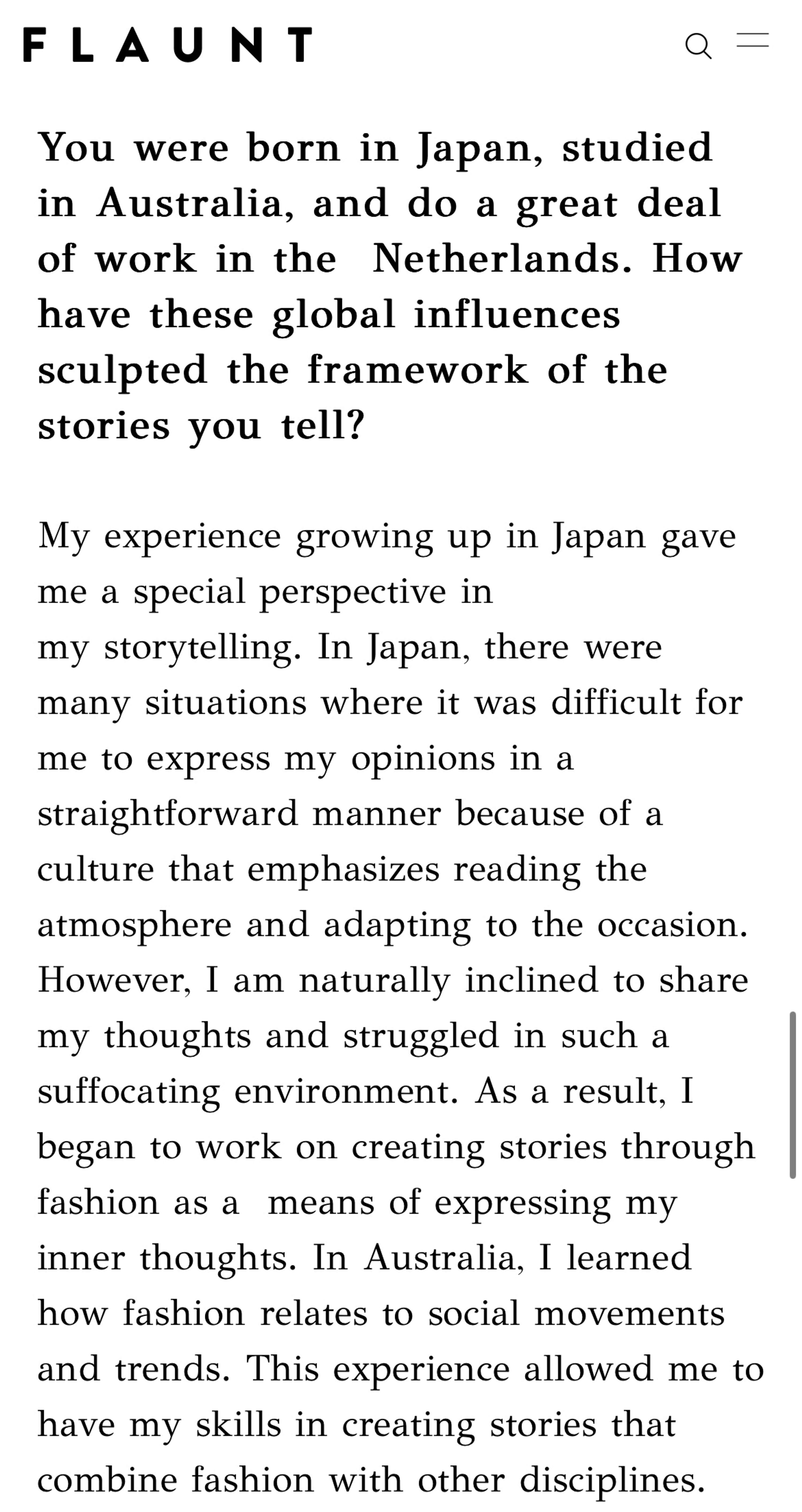 Concept Without Compromise-Featured Interview with Flaunt Magawx by HIROTAKA AOKI