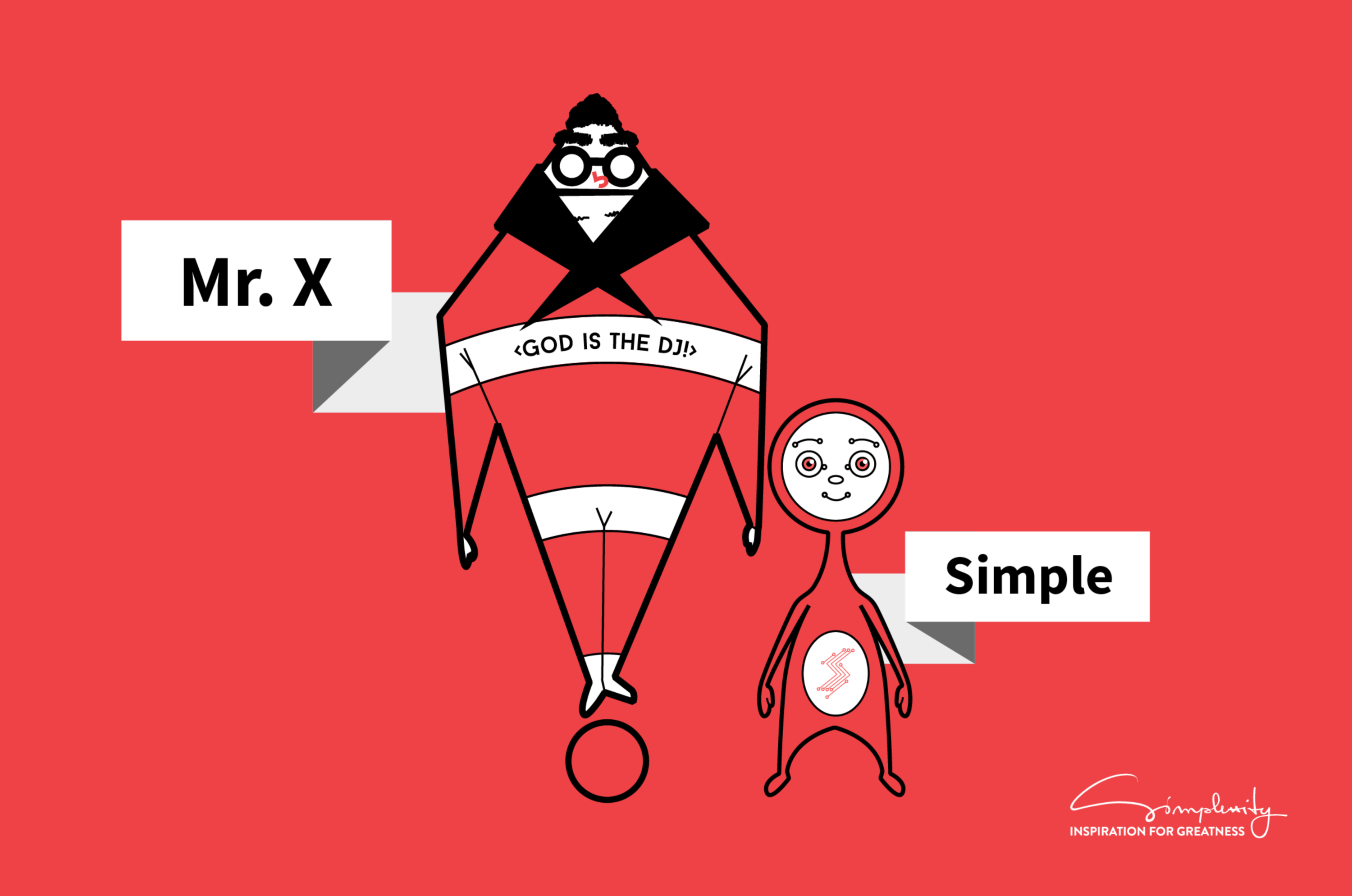 Simple and Mr. X - art and digital ilustration by Madalina Savulescu