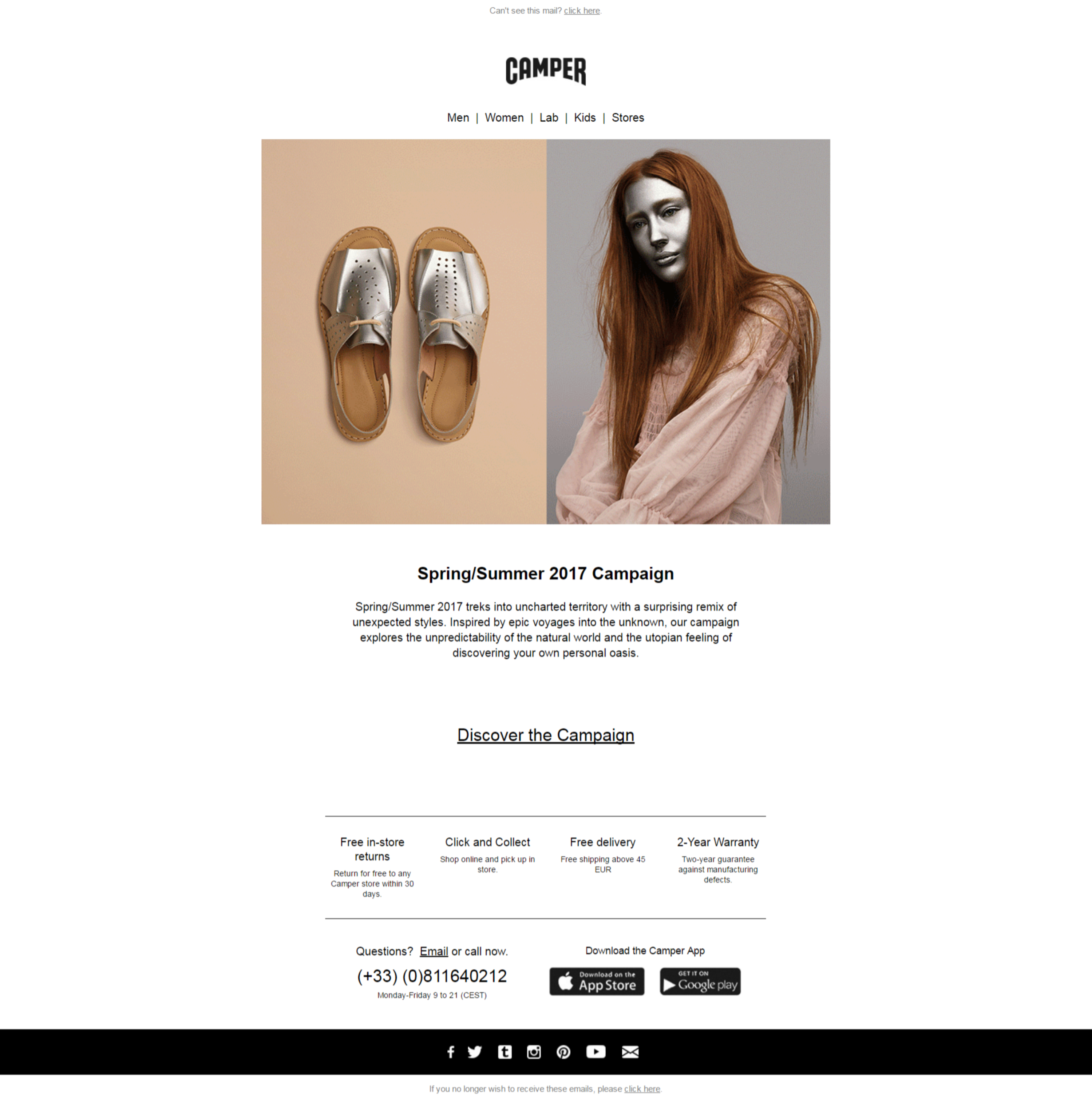 CAMPER : creation/revision of copy for the newsletters of Camper France by Jean-François Adjabahoué