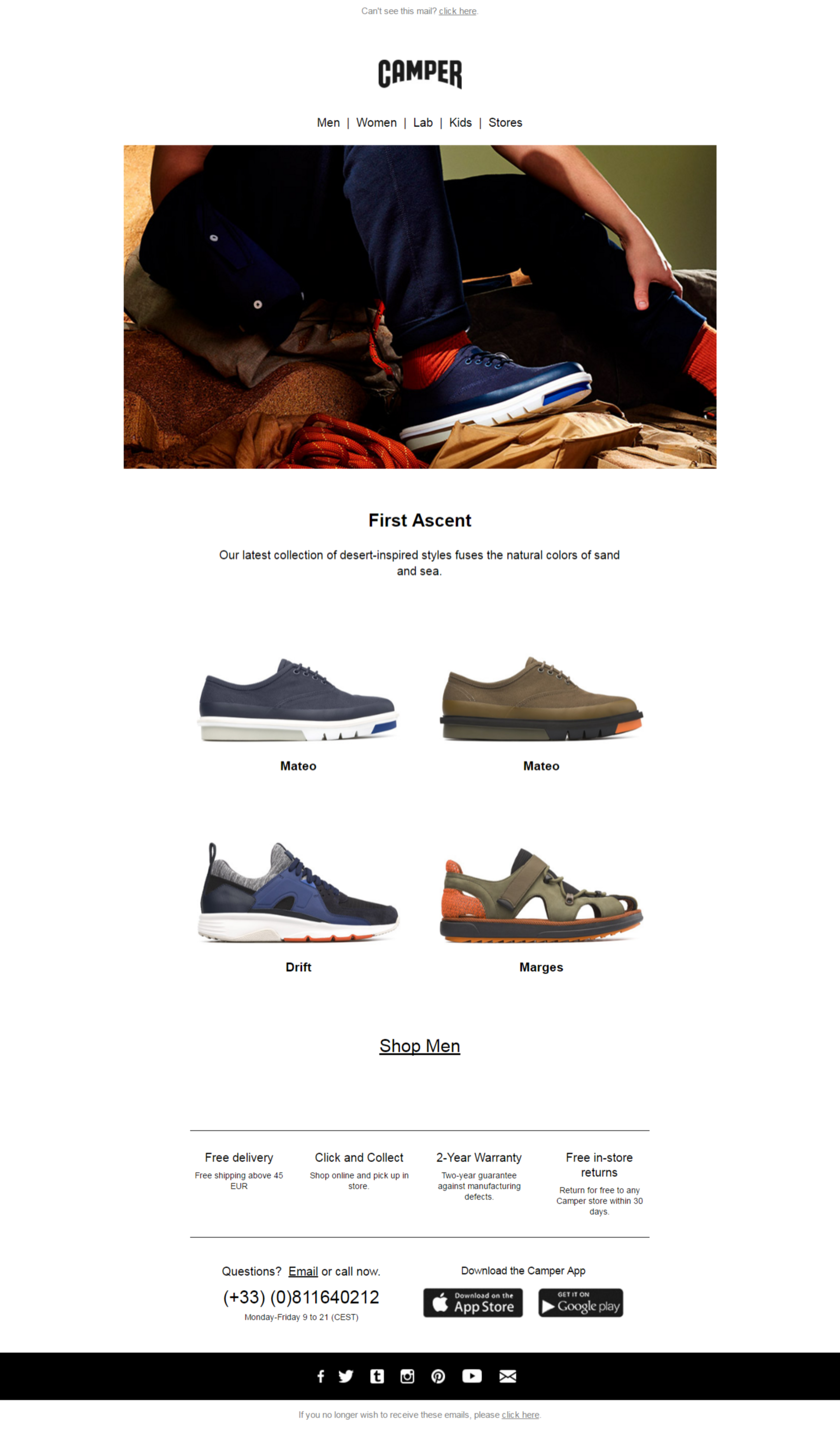 CAMPER : creation/revision of copy for the newsletters of Camper France by Jean-François Adjabahoué