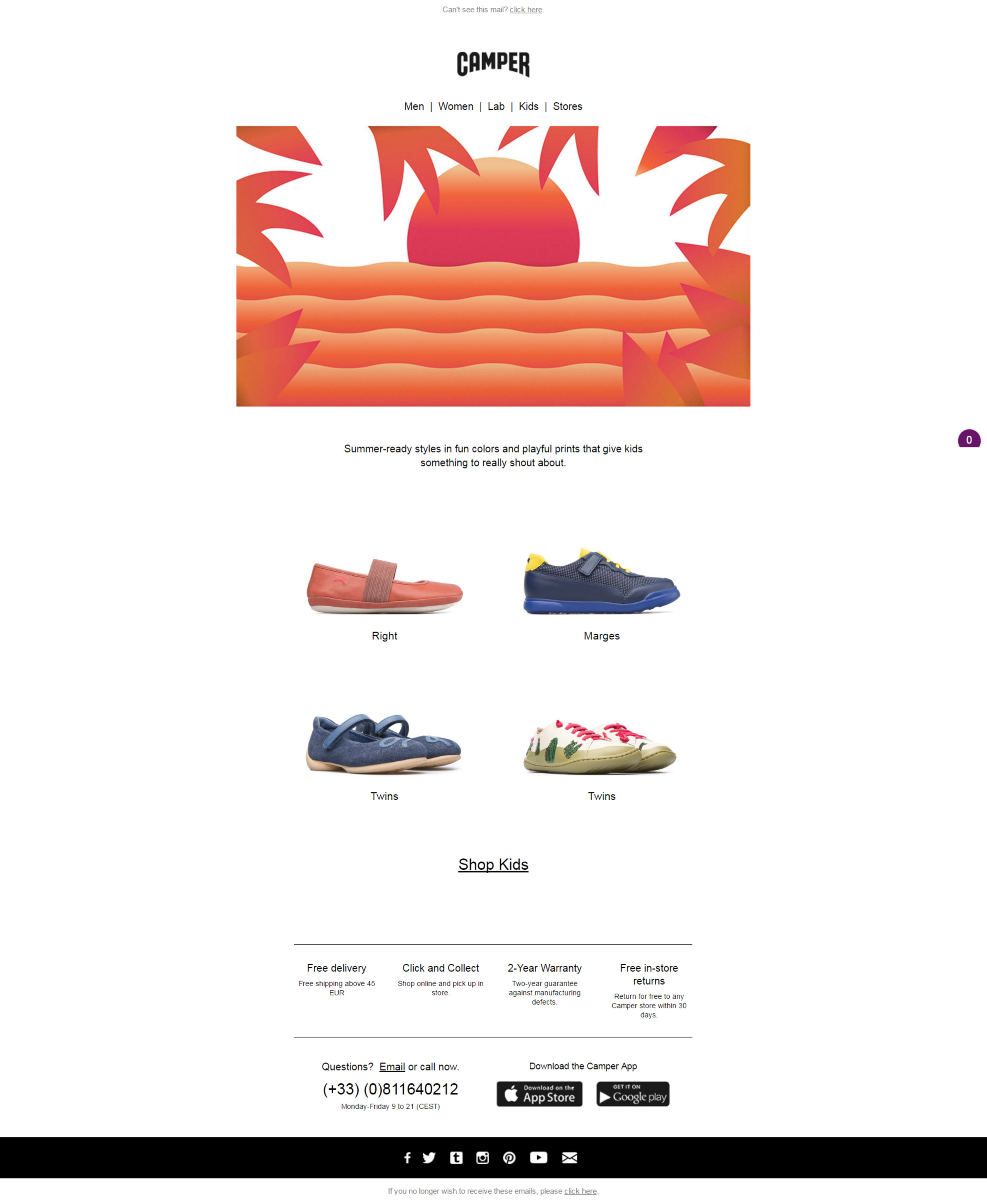 CAMPER : creation/revision of copy for the newsletters of Camper France by Jean-François Adjabahoué