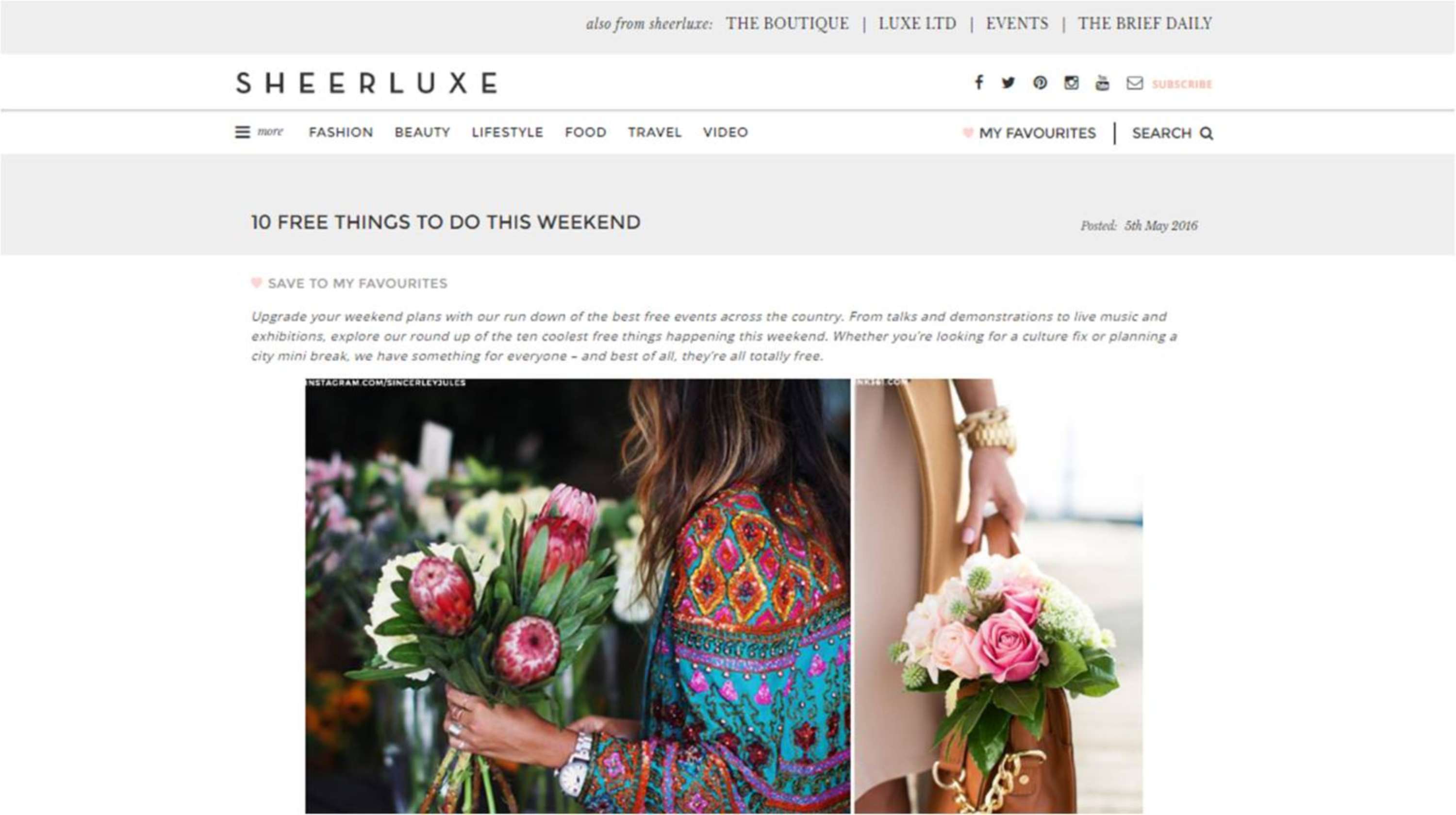 10 Free Things To Do This Weekend, SheerLuxe.com by Amy Wakeham