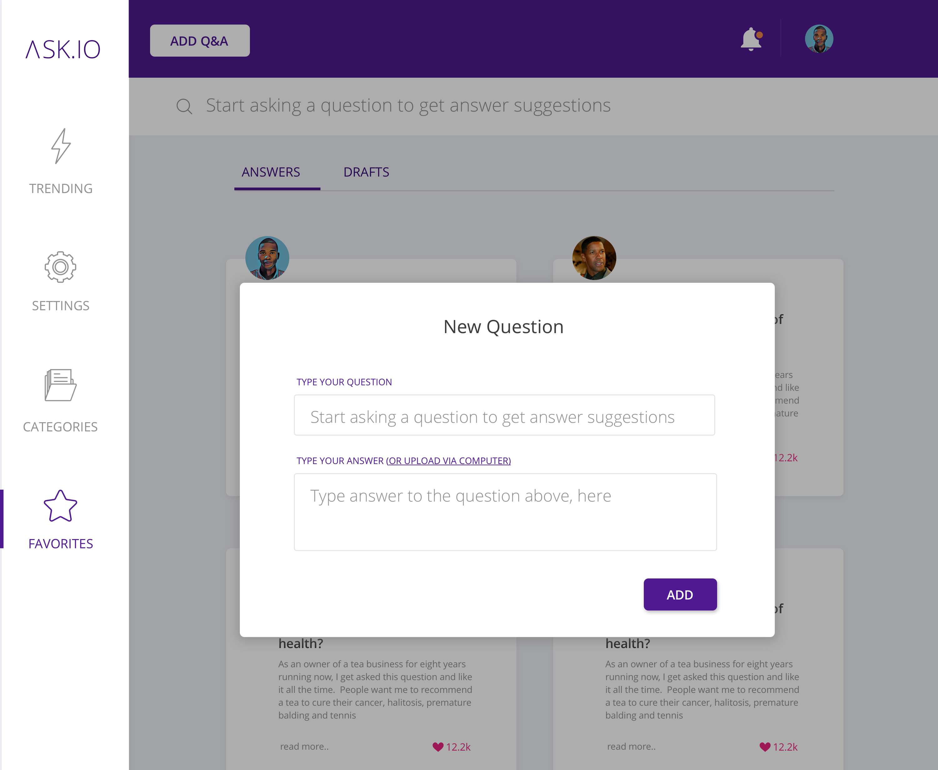 Q&A Platform — Web app design by Ugo Ifezue
