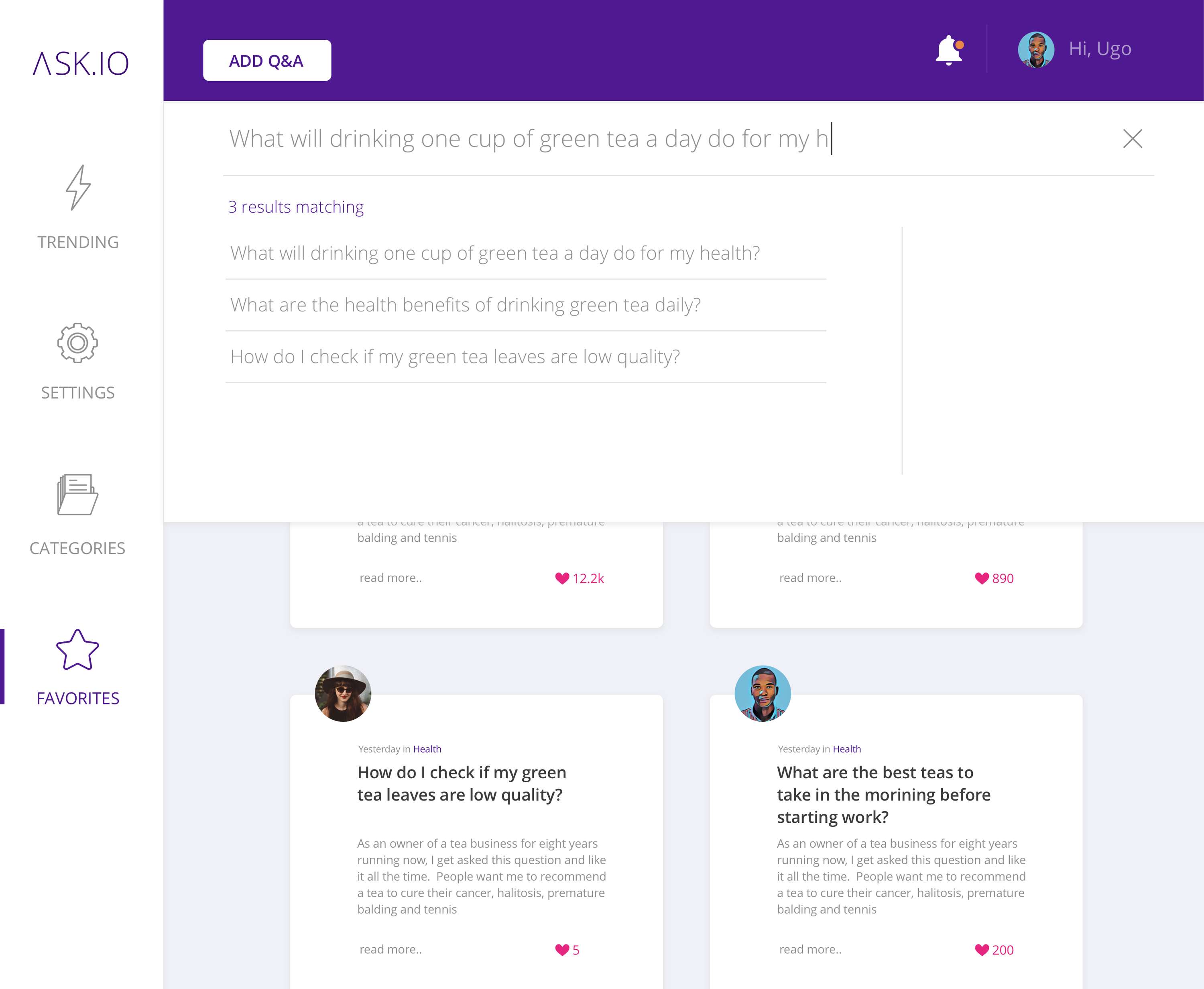 Q&A Platform — Web app design by Ugo Ifezue