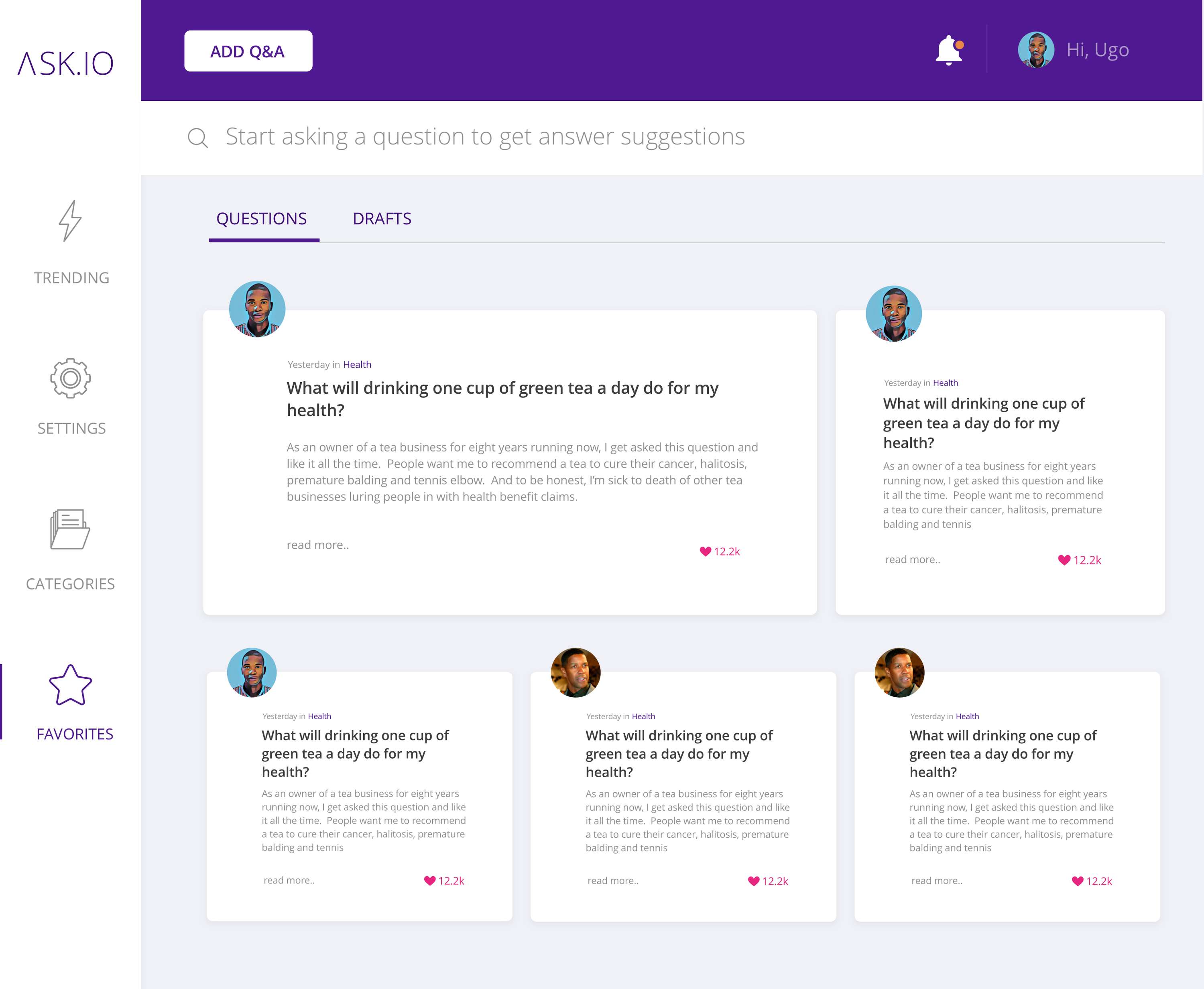 Q&A Platform — Web app design by Ugo Ifezue