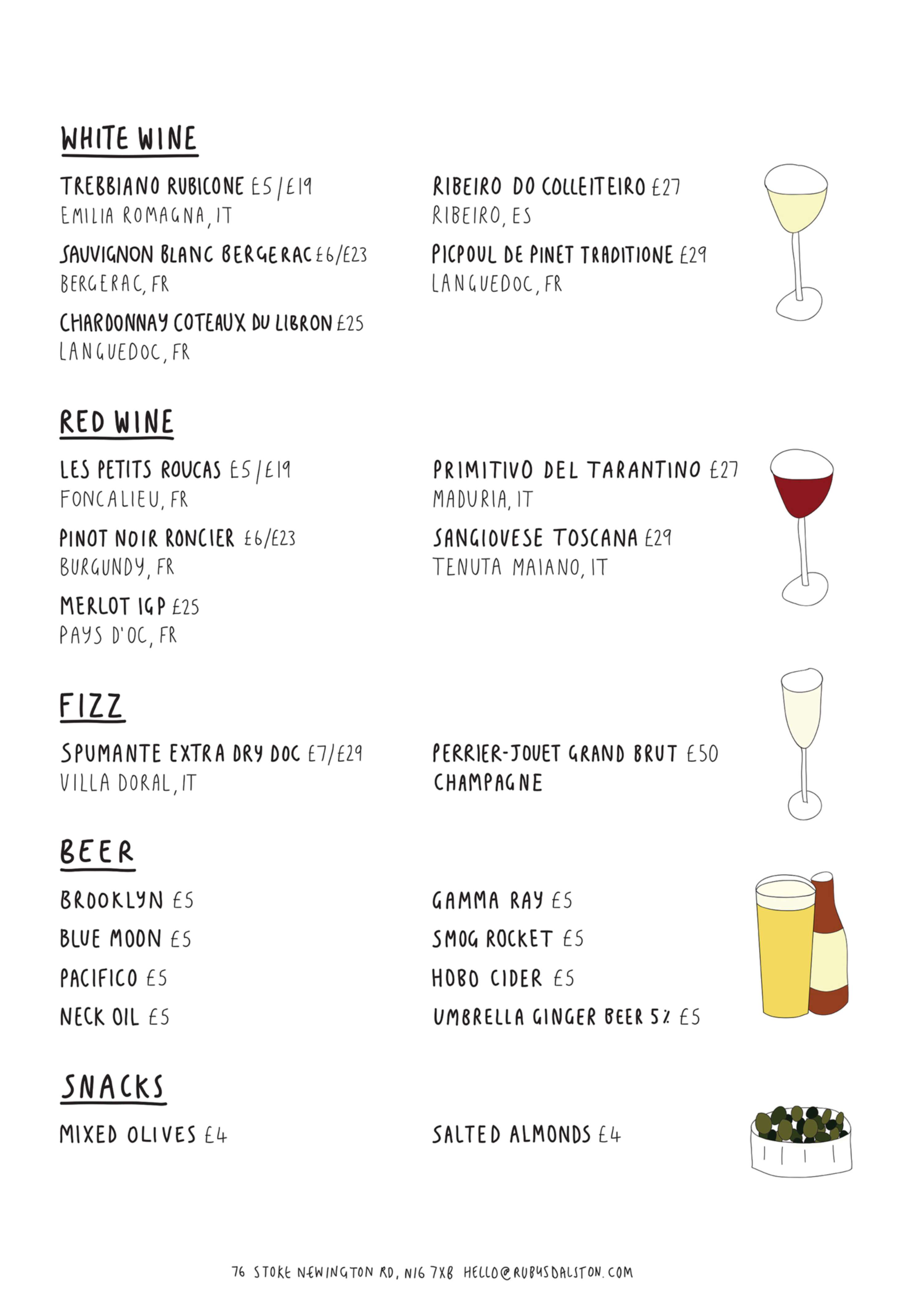 Ruby's Dalston Spring / Summer Menu 2017 by Olivia Domingos