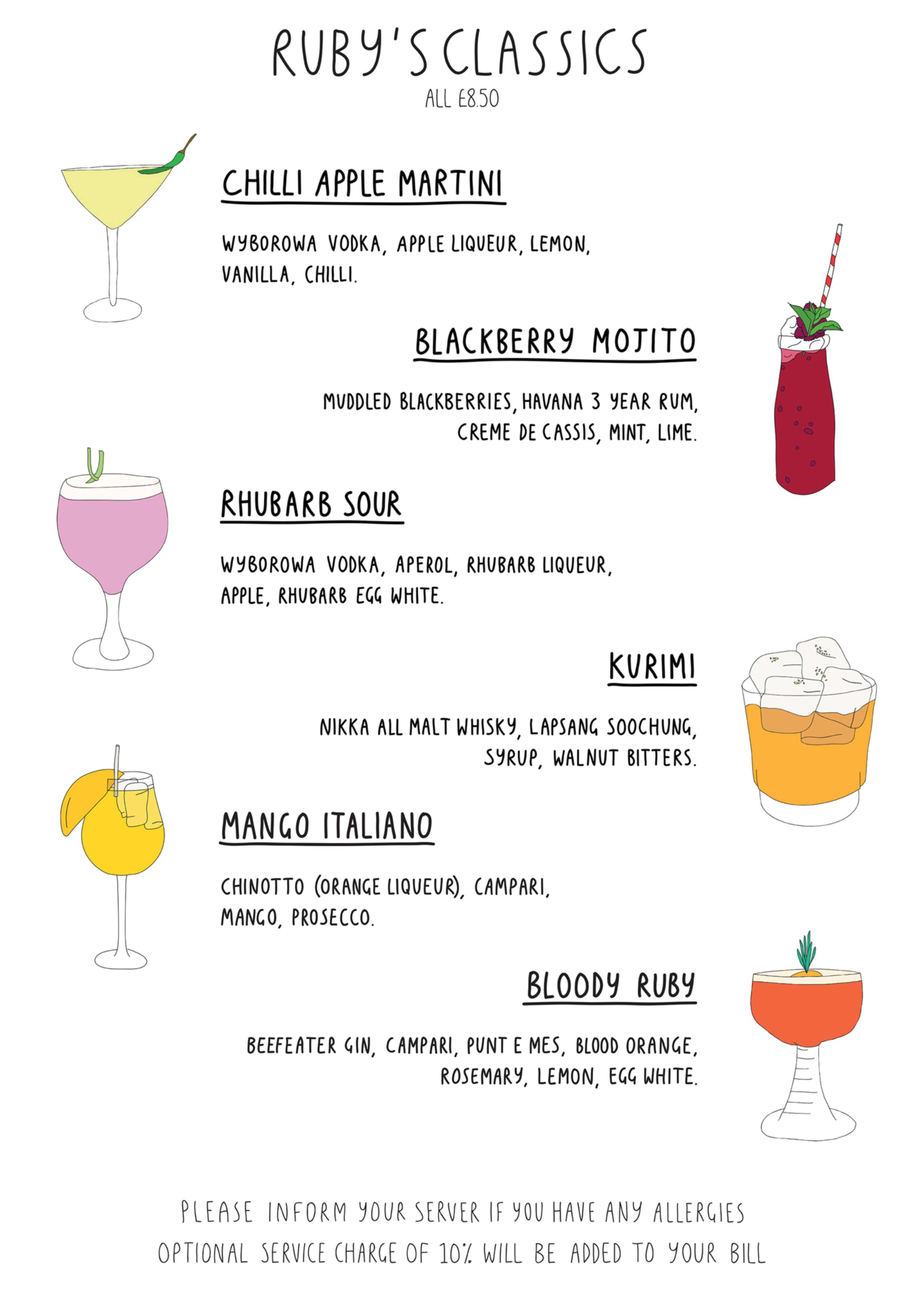 Ruby's Dalston Spring / Summer Menu 2017 by Olivia Domingos