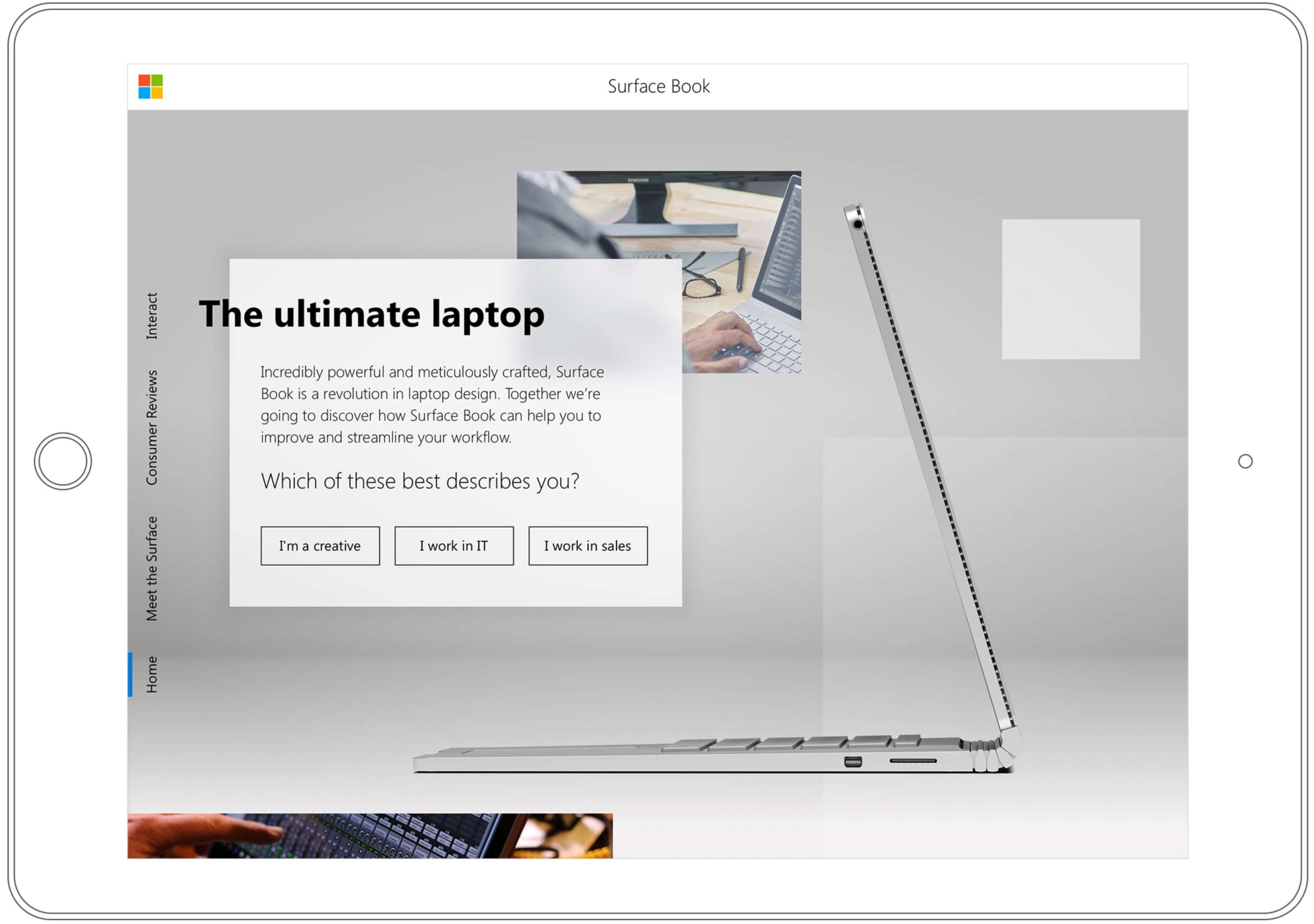 Microsoft - Surface Book Sales Presentation (Initial Work & Extended Concept) by James Samuel-Camps