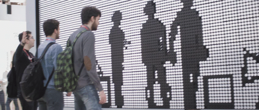 Flip-Dot Interactive Screen for Telefónica. Animations by Sergi Ros