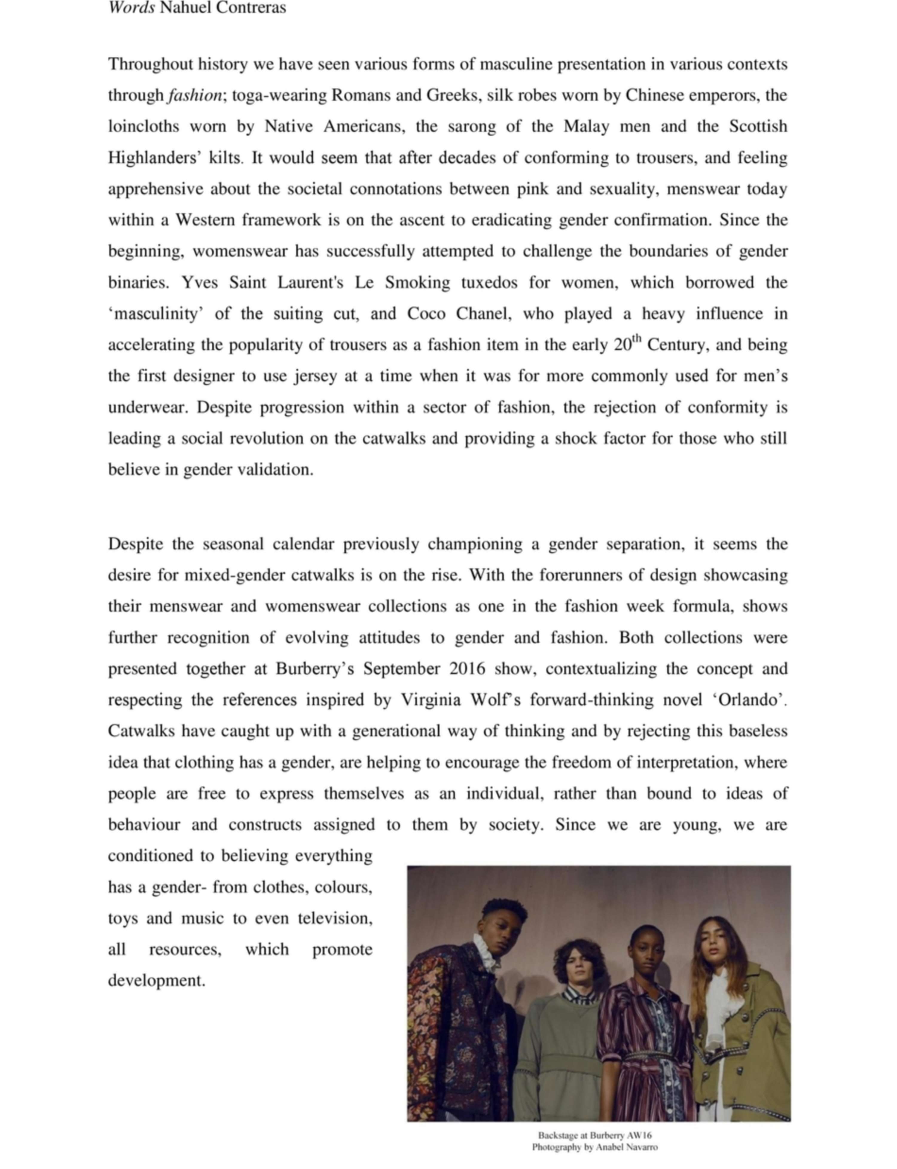 THE GENDER REVOLUTION WITHIN MENSWEAR by Nahuel Contreras