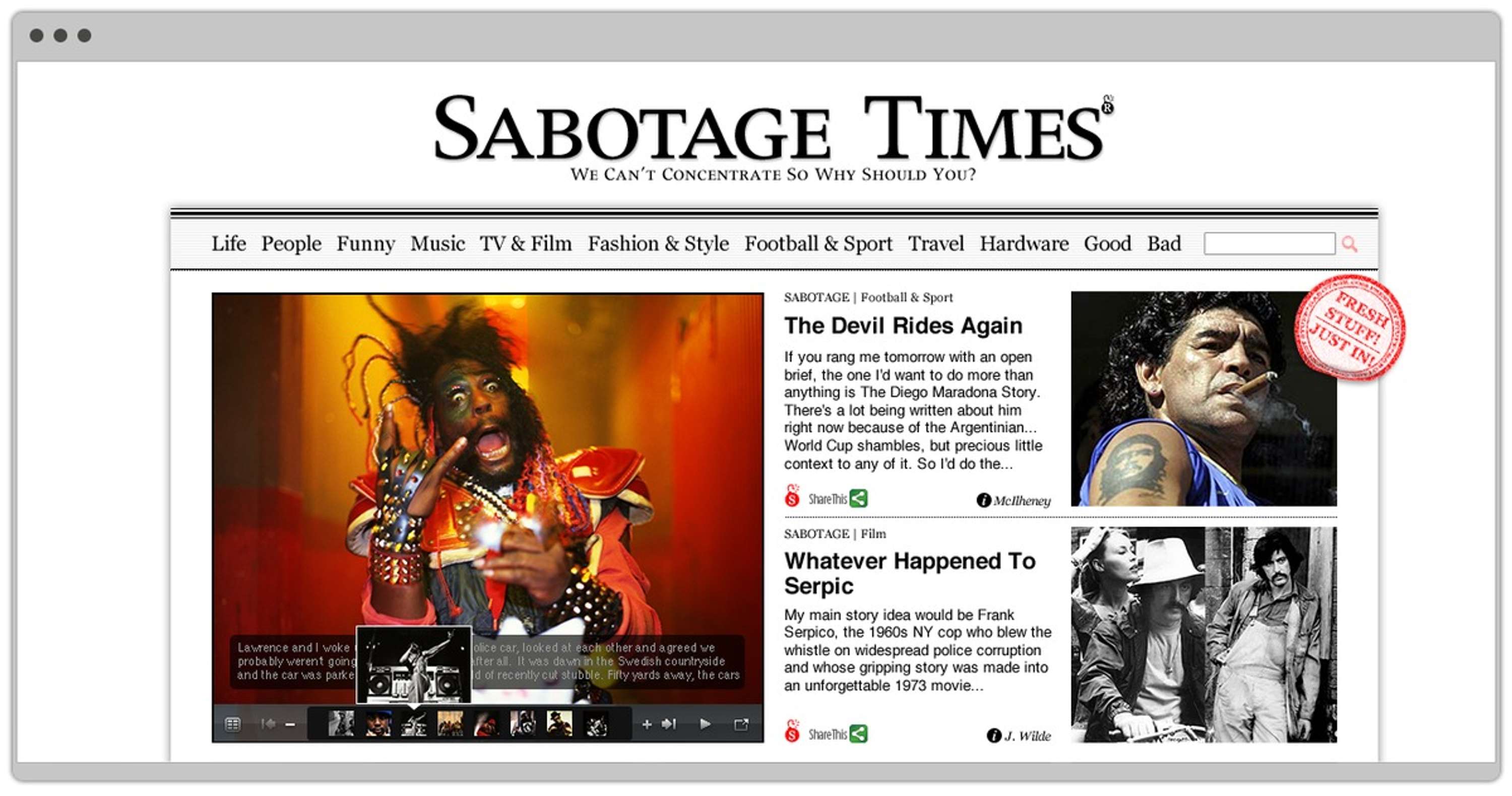 Sabotage Times Website Design by &&& Creative Ltd