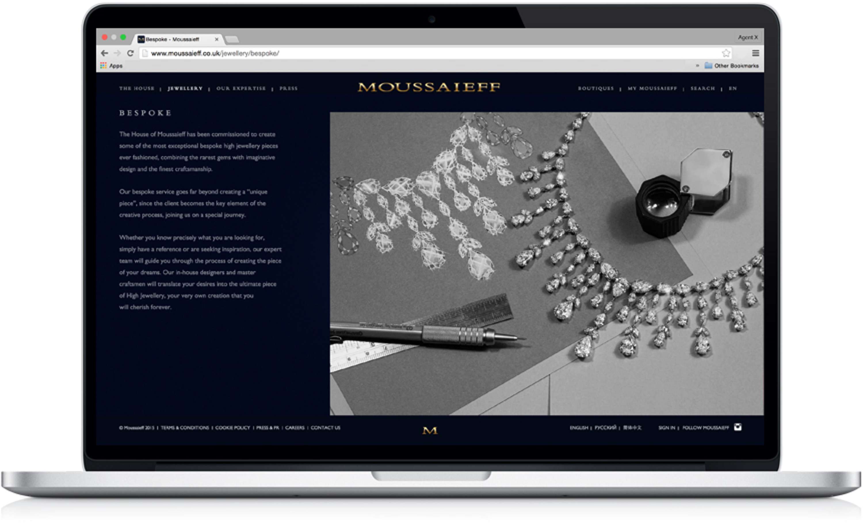 Moussaieff website and branding by Plinth Creative