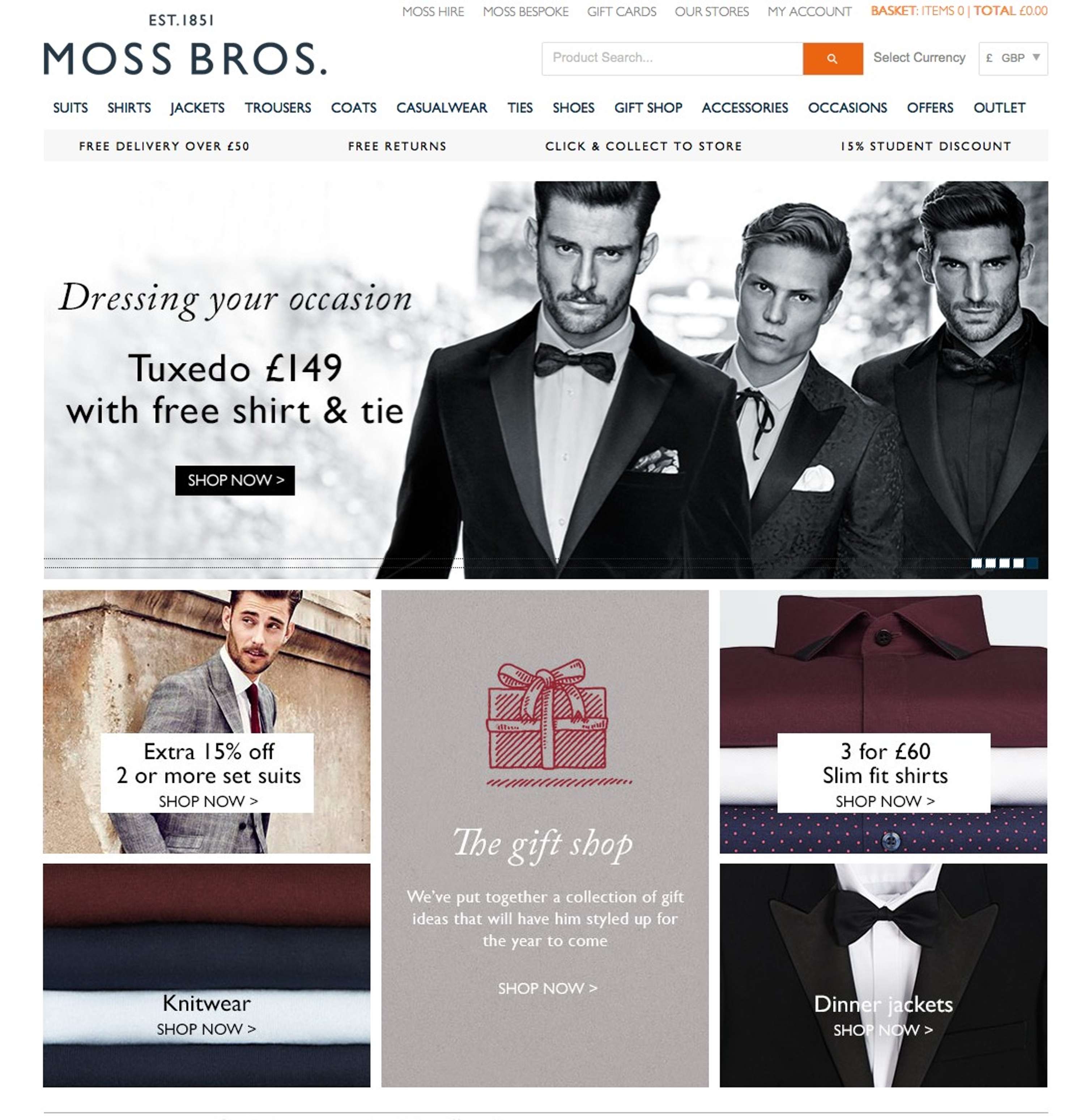 Web Designer - Moss Bros by Georgia Rowe