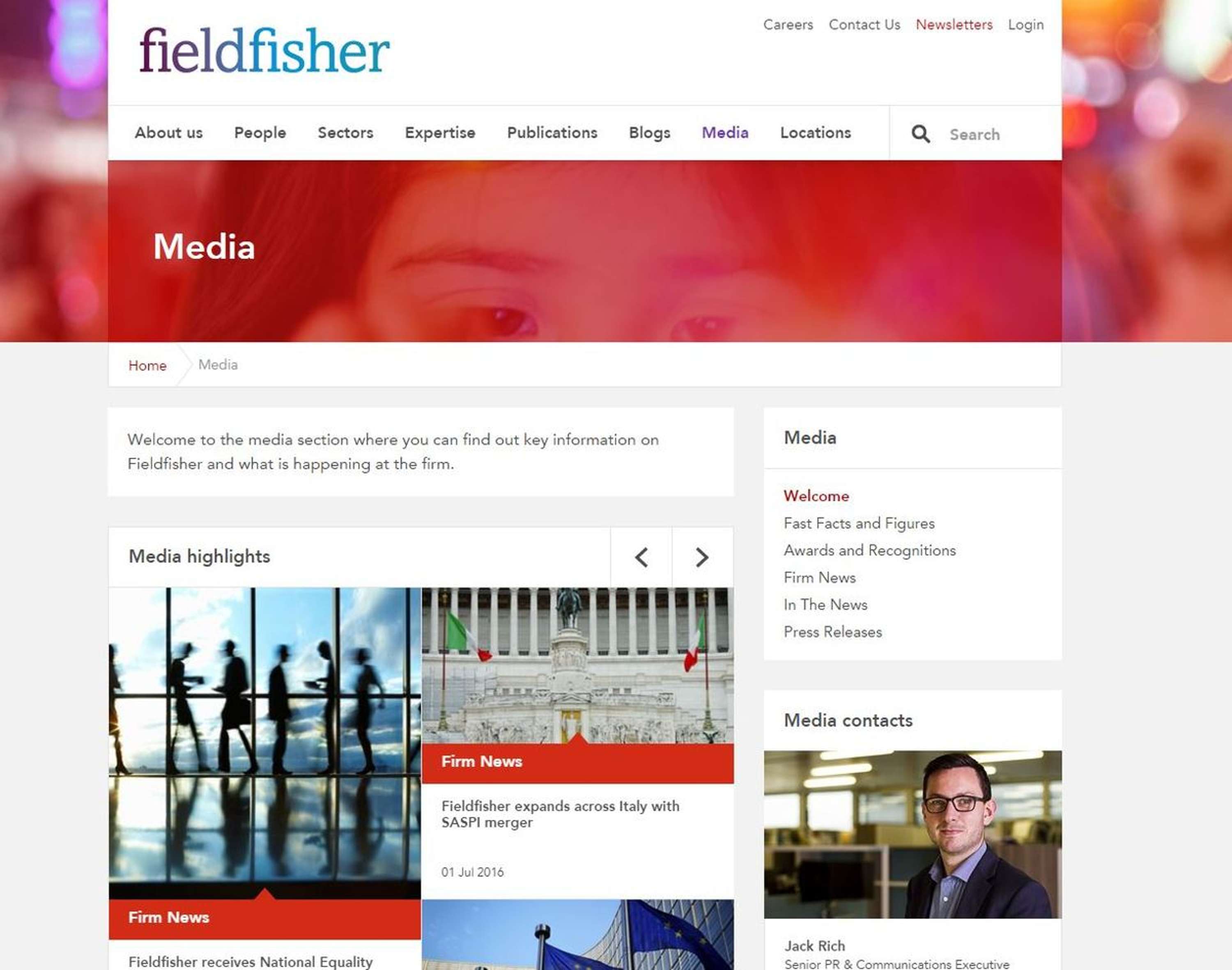 Fieldfisher Website by Melissa Cumberland