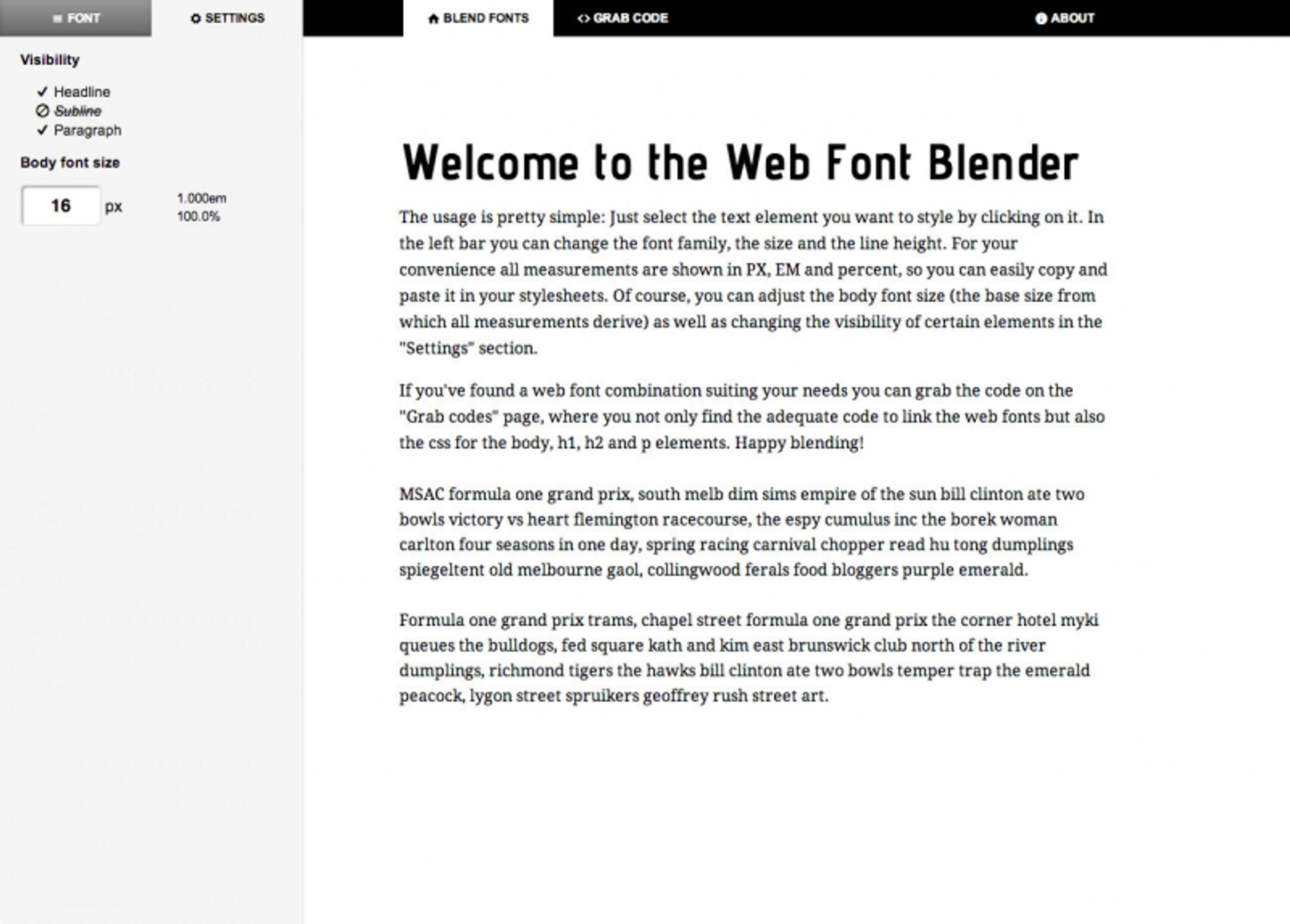 Web Font Blender by Andreas Weis