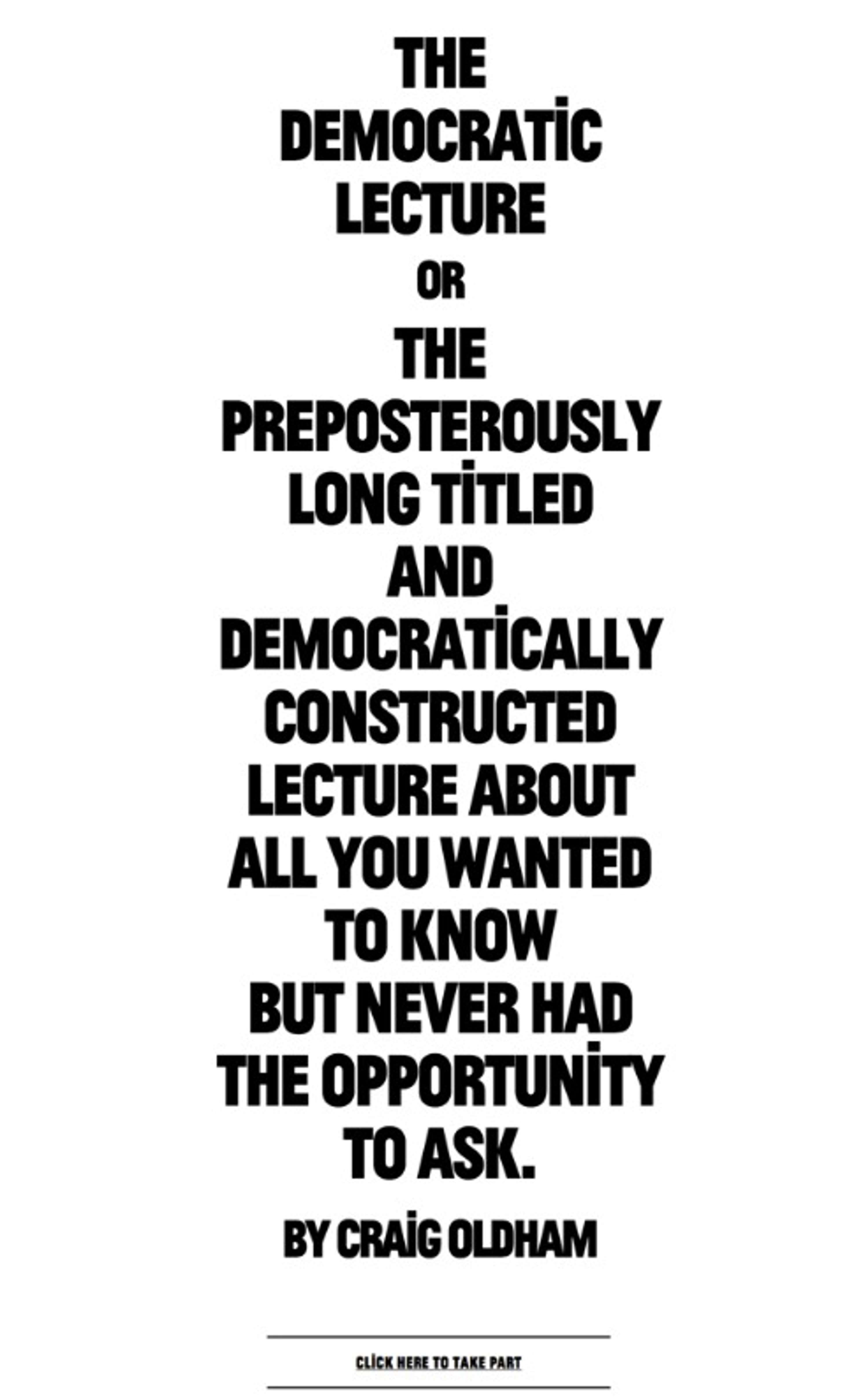 The Democratic Lecture by Craig Oldham