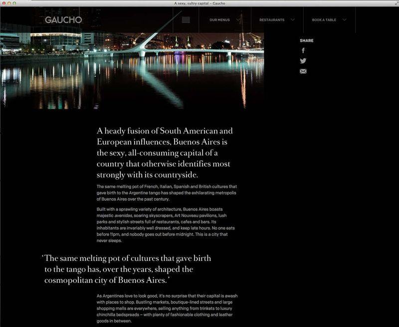 Gaucho website refresh by Anne Marie Greig