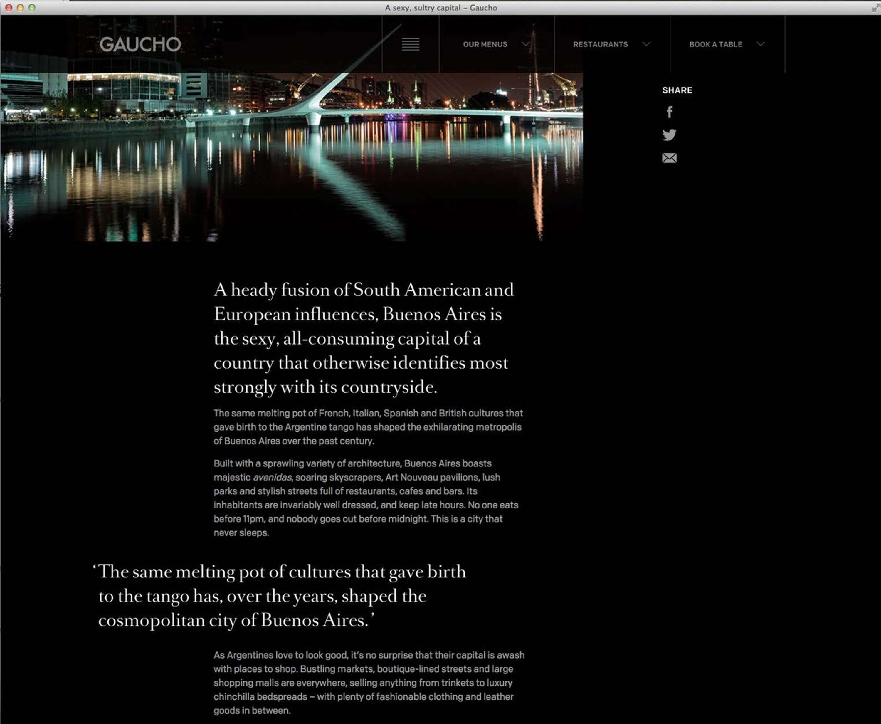 Gaucho website refresh by Anne Marie Greig