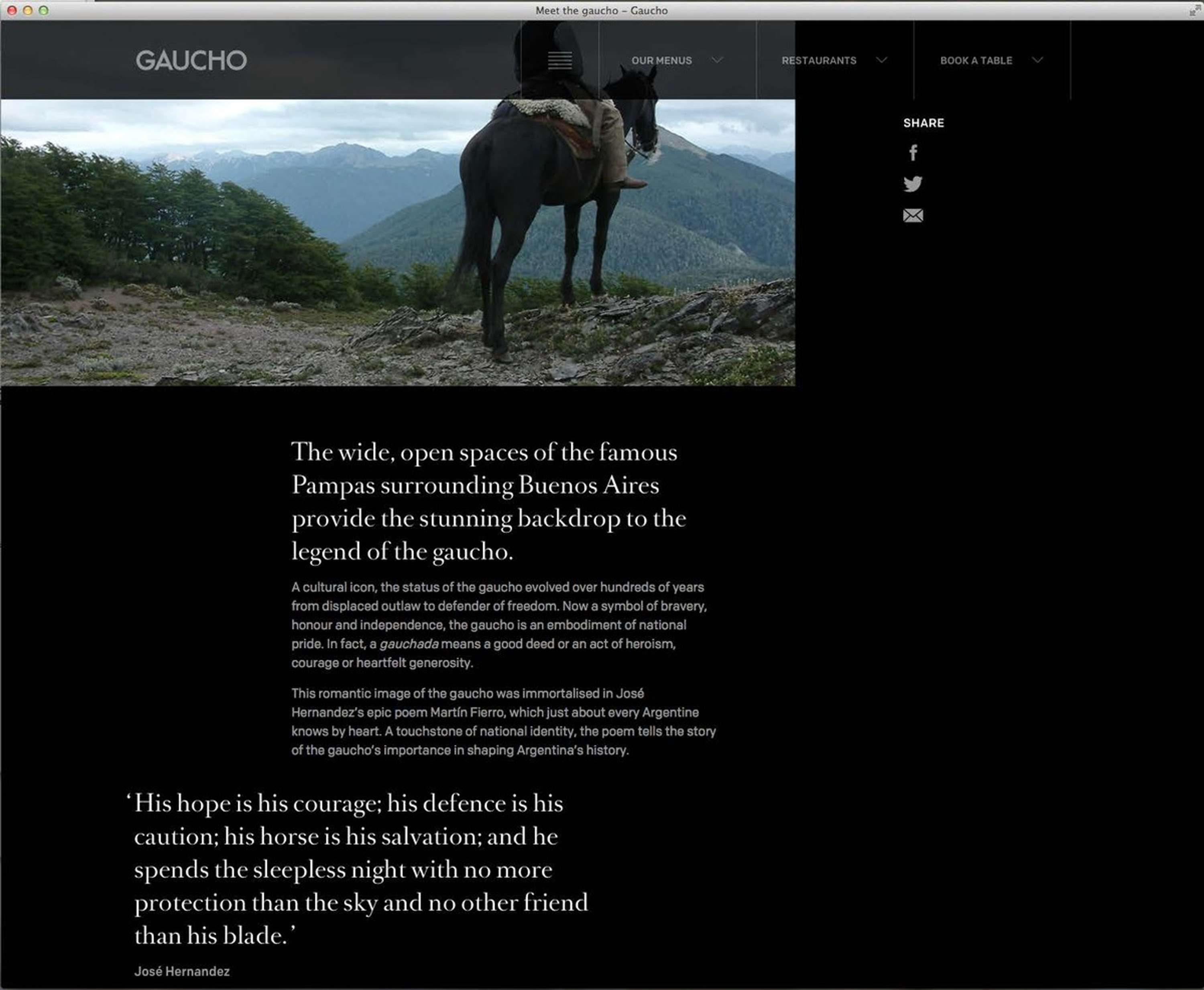 Gaucho website refresh by Anne Marie Greig