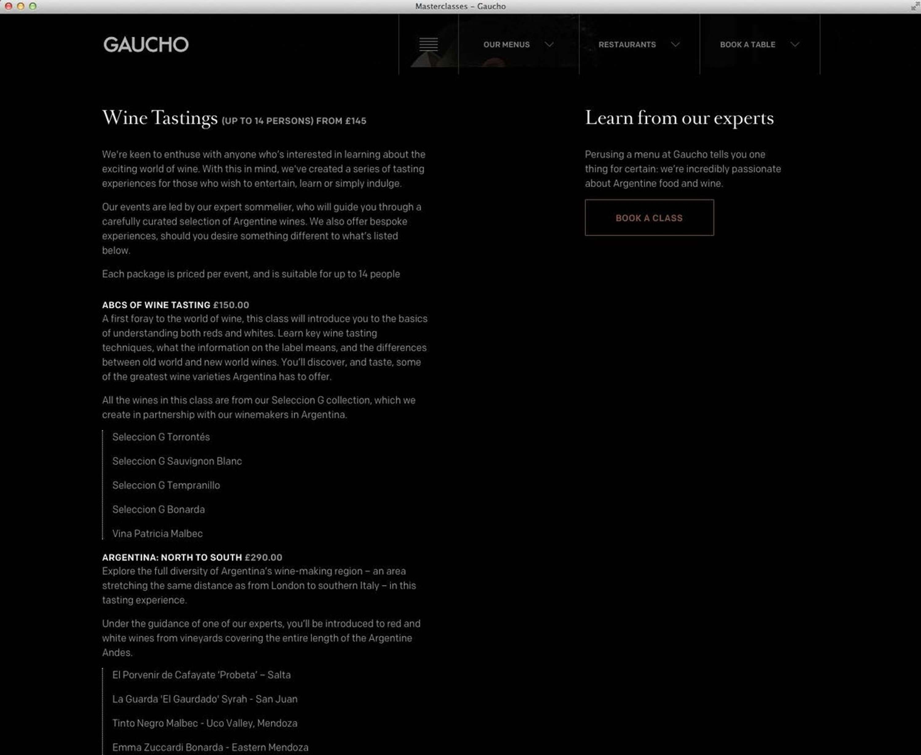 Gaucho website refresh by Anne Marie Greig