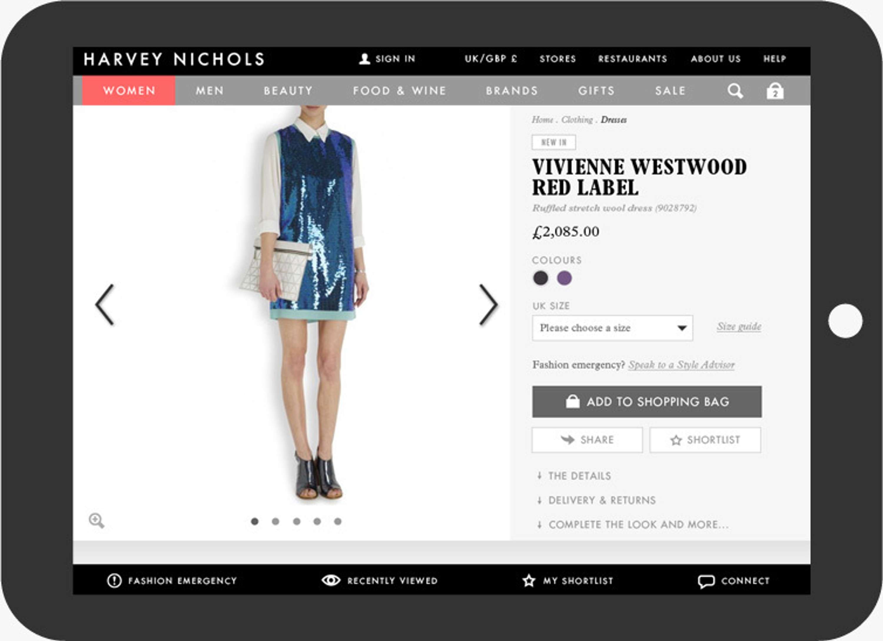 Website re-design for Harvey Nichols by Steven Postlethwaite
