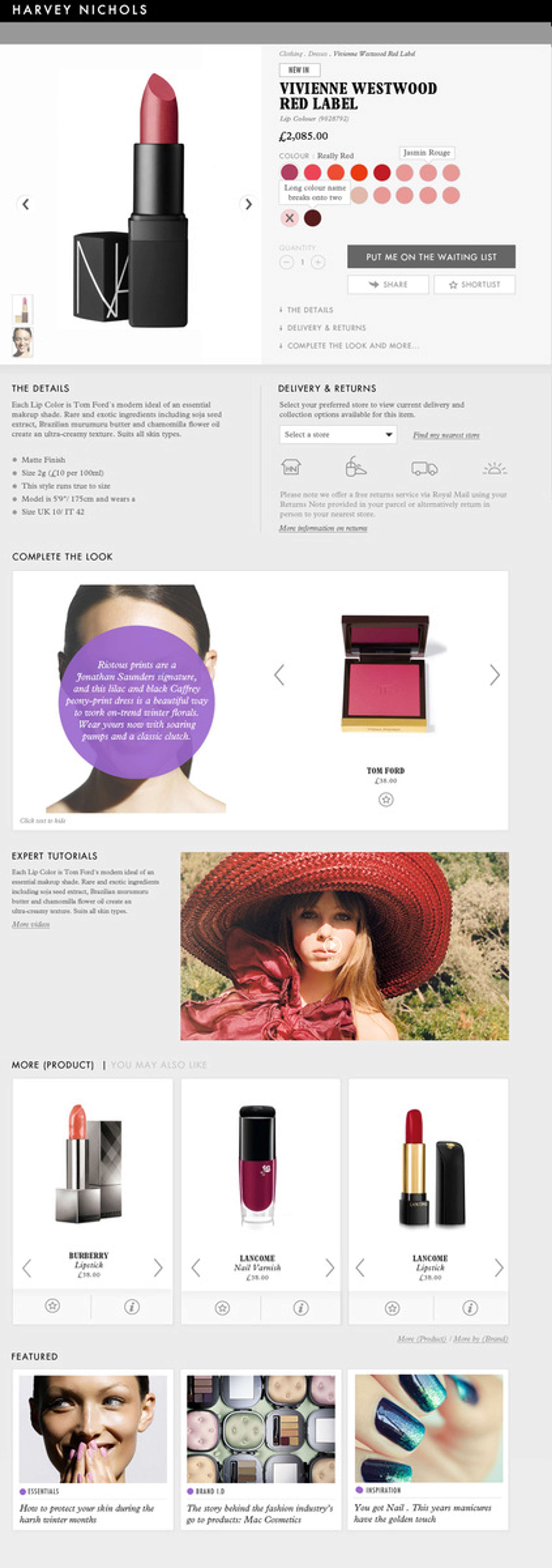 Website re-design for Harvey Nichols by Steven Postlethwaite